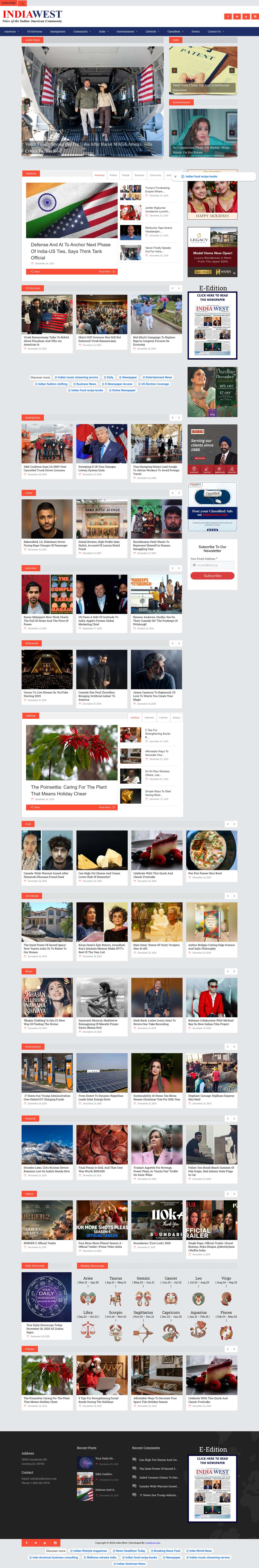 Breaking News Today | News Headlines Today | Top News Stories - IndiaWest - Full Screenshot