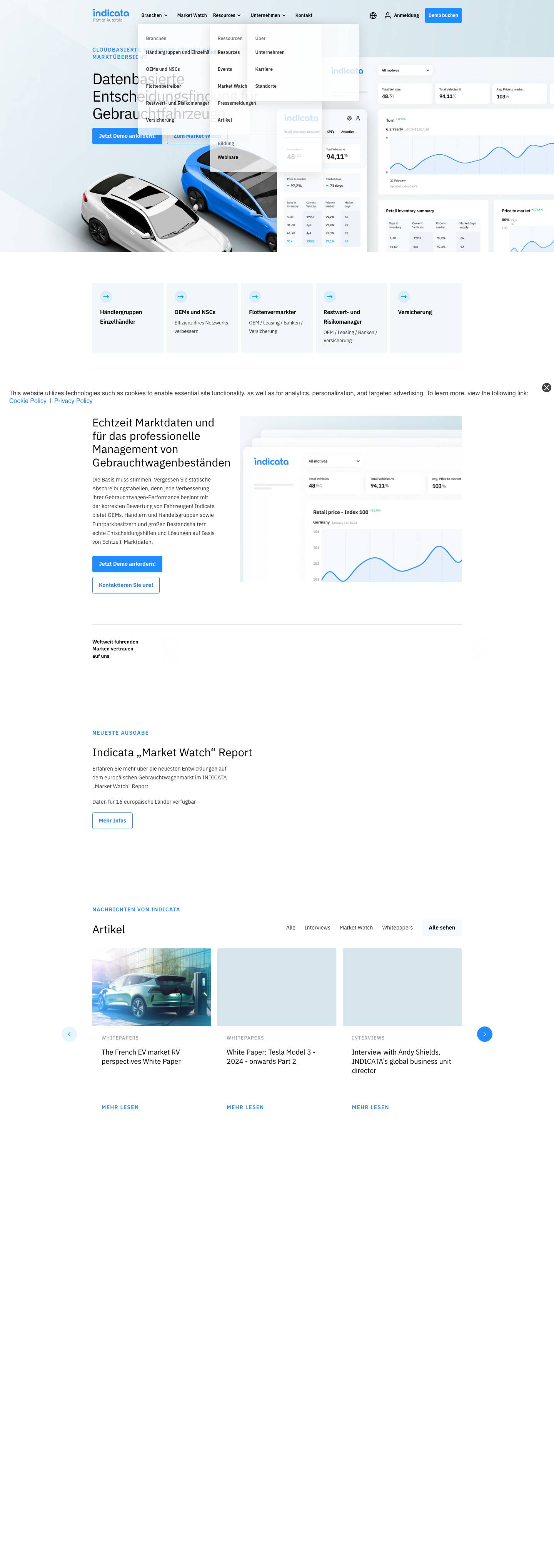 Indicata - Intelligente Entscheidungsfindung für Gebrauchtfahrzeuge - Full Screenshot