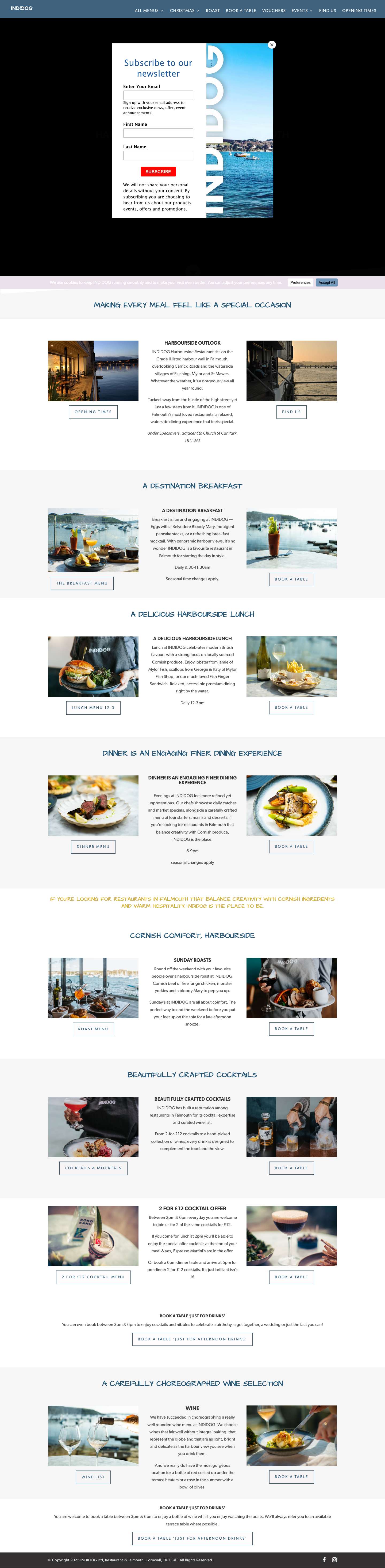 INDIDOG Falmouth | Eat, Drink and Unwind by the Harbour - Full Screenshot
