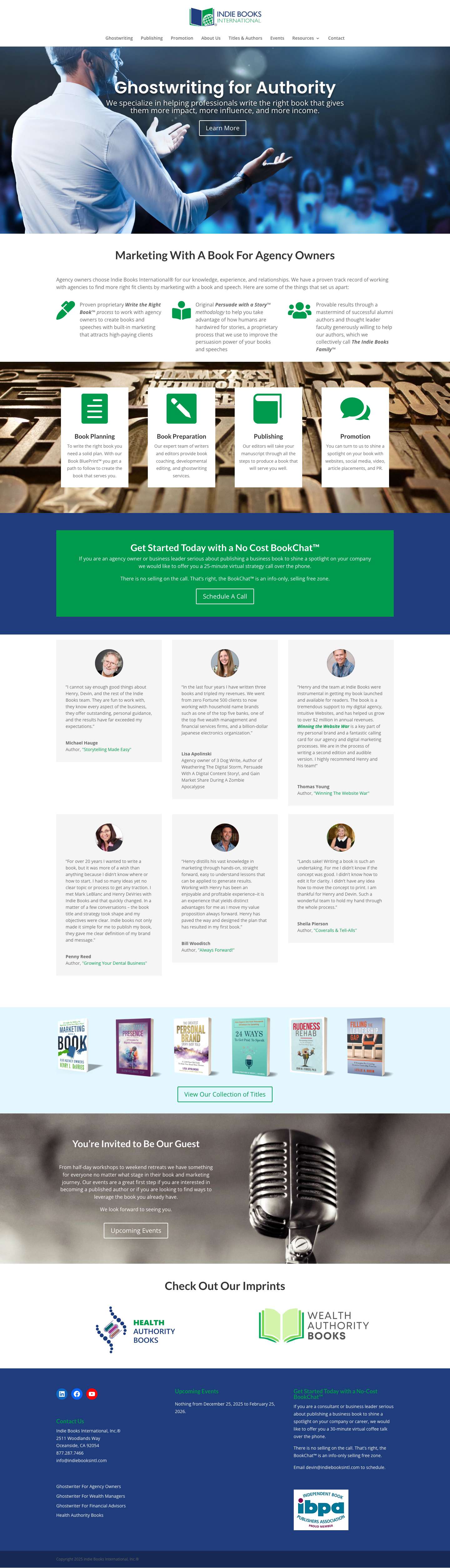 Indie Books International - Business book publisher, editing, ghostwriting & book promotion - Full Screenshot