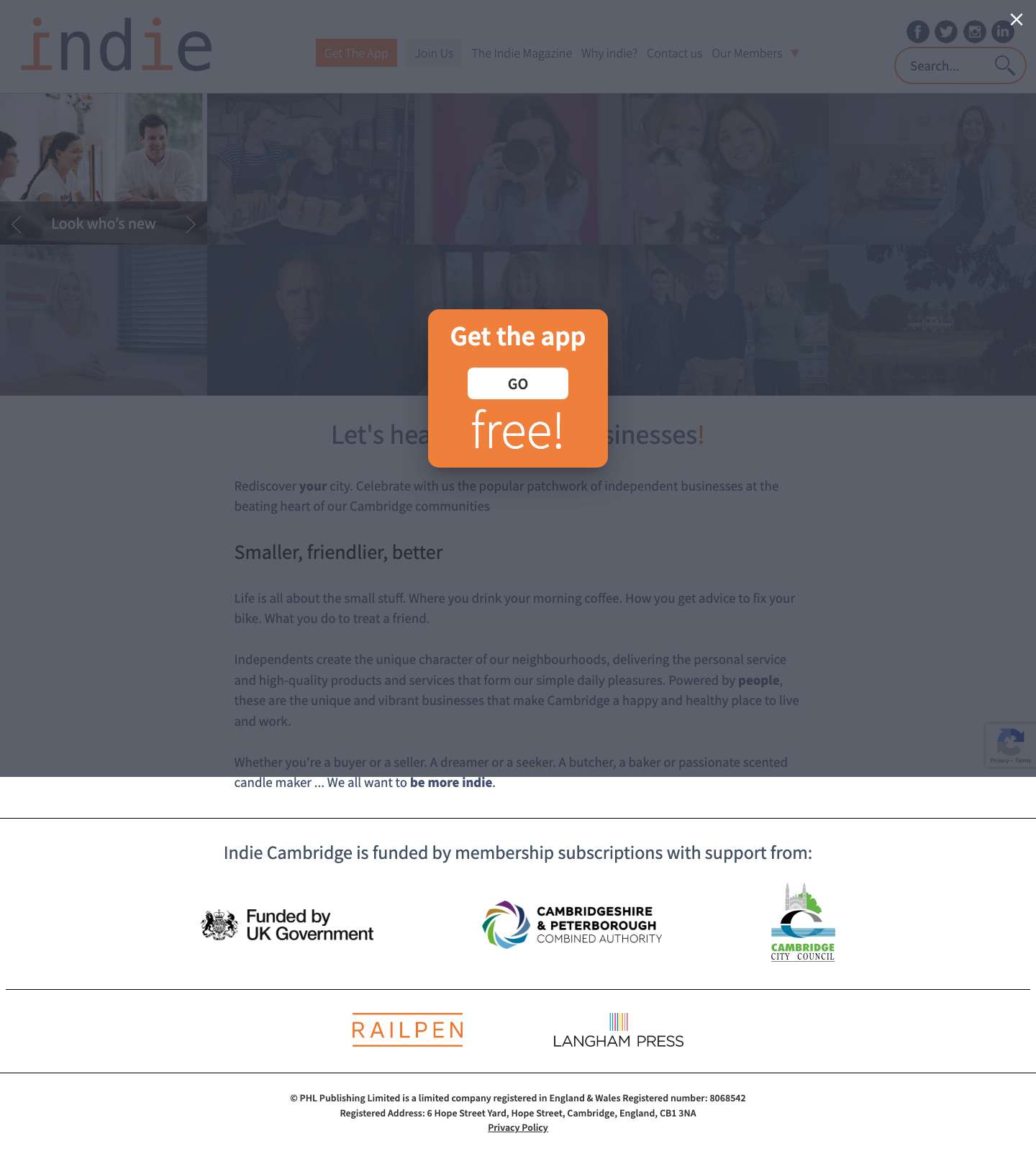 Home - Indie Cambridge - community of independent businesses - Full Screenshot