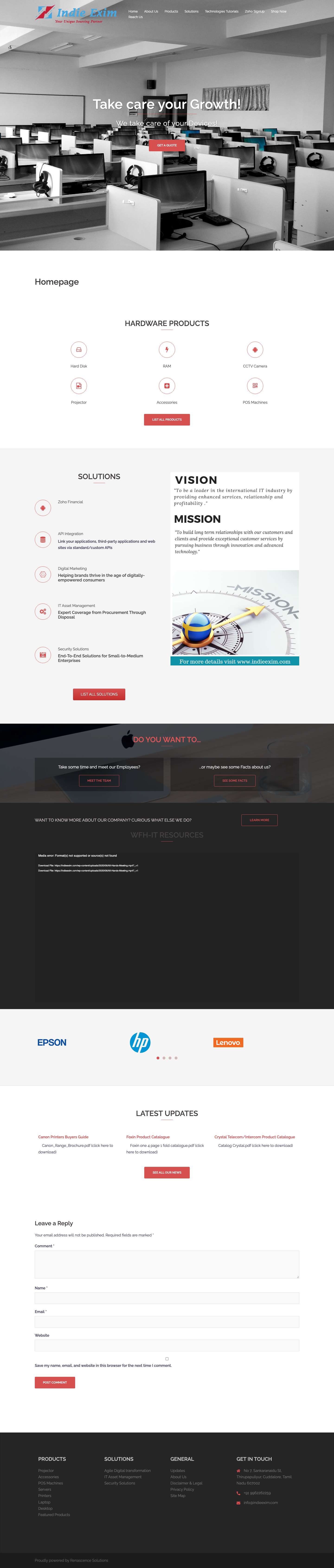 Indie Exim-Indie Computer, CCTV, Computer Shop, IT Assets Management - Full Screenshot