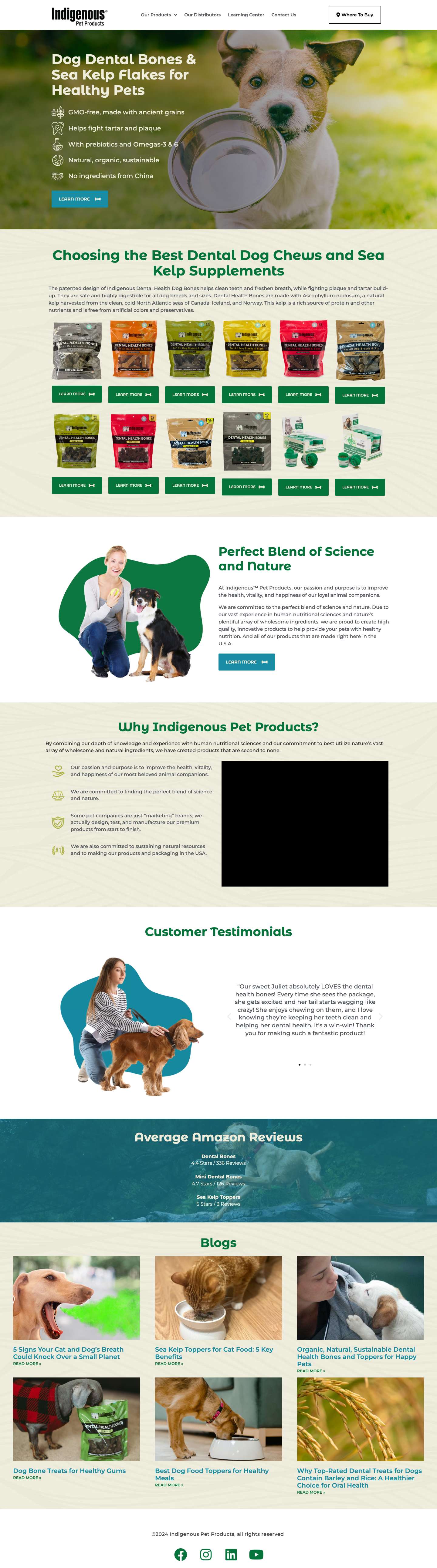 Sea Kelp Dog Dental Bones and Chews | Indigenous Pet Products - Full Screenshot