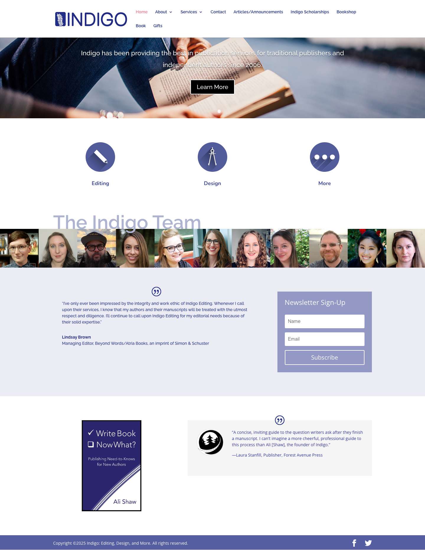 Indigo: Editing, Design, and More | Book editing, design, ebook conversion, project management, audiobook production for authors and publishers. - Full Screenshot