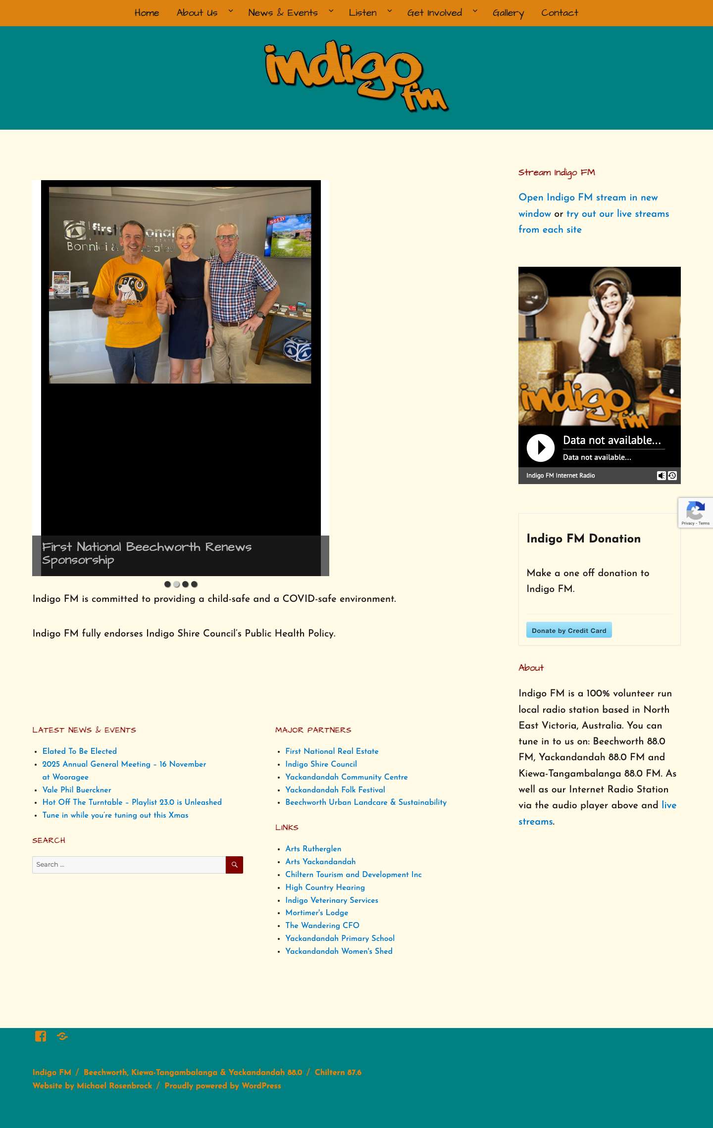 Indigo FM – Beechworth, Tangambalanga and Yackandandah (88.0) | Chiltern (87.6) - Full Screenshot