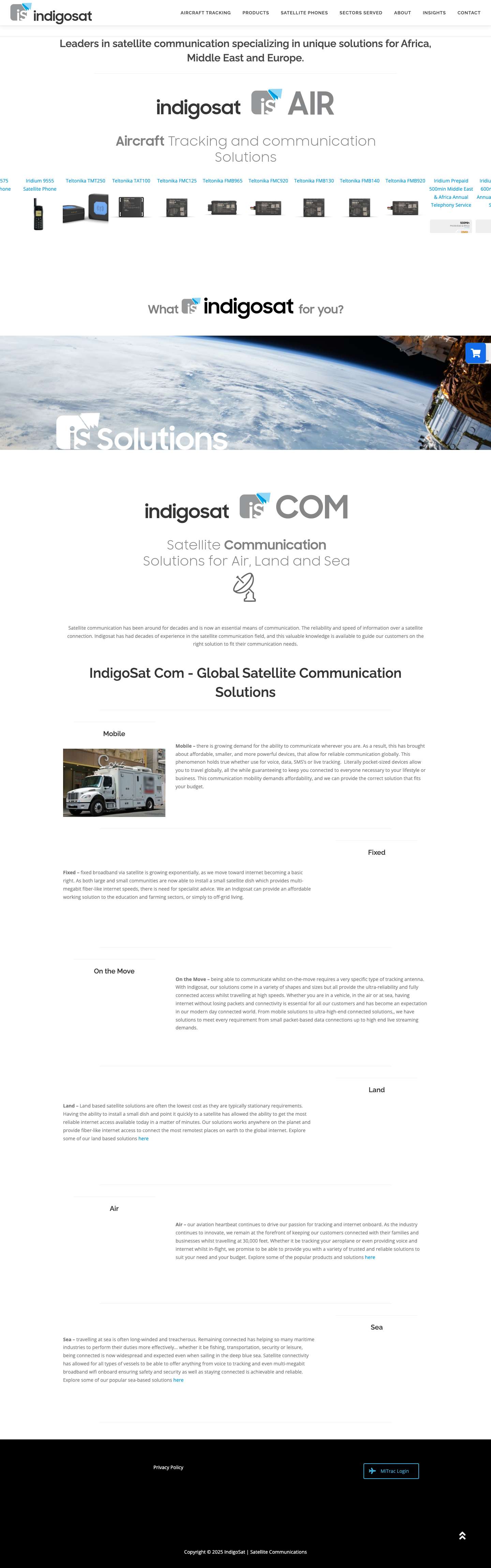 Home – IndigoSat | Satellite Communications - Full Screenshot