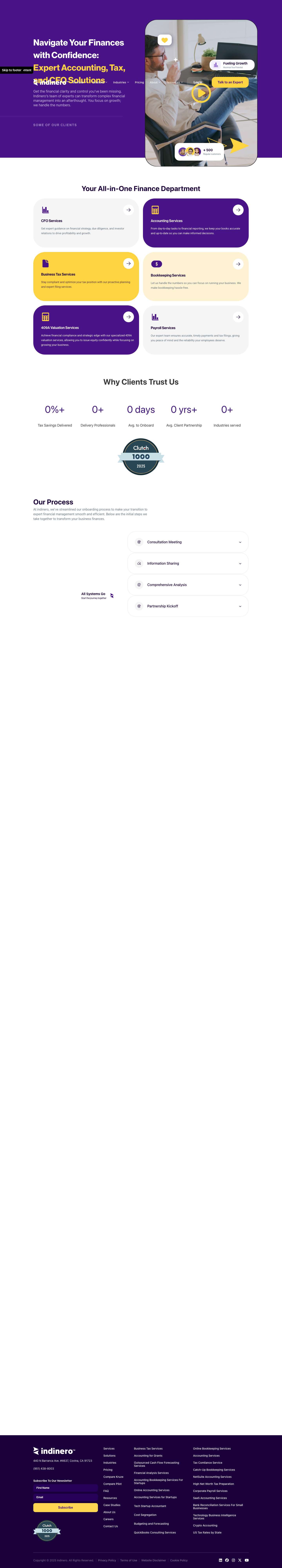 The Best Tax, Financial, and Accounting Services | Indinero - Full Screenshot