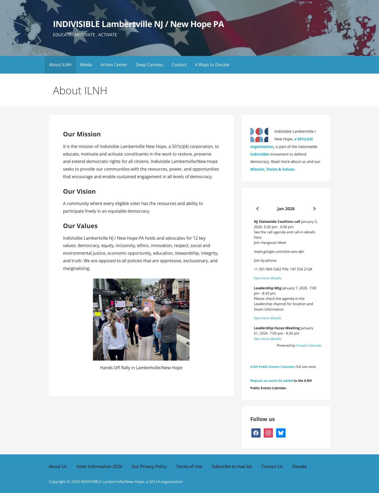 About ILNH - INDIVISIBLE Lambertville NJ / New Hope PA - Full Screenshot