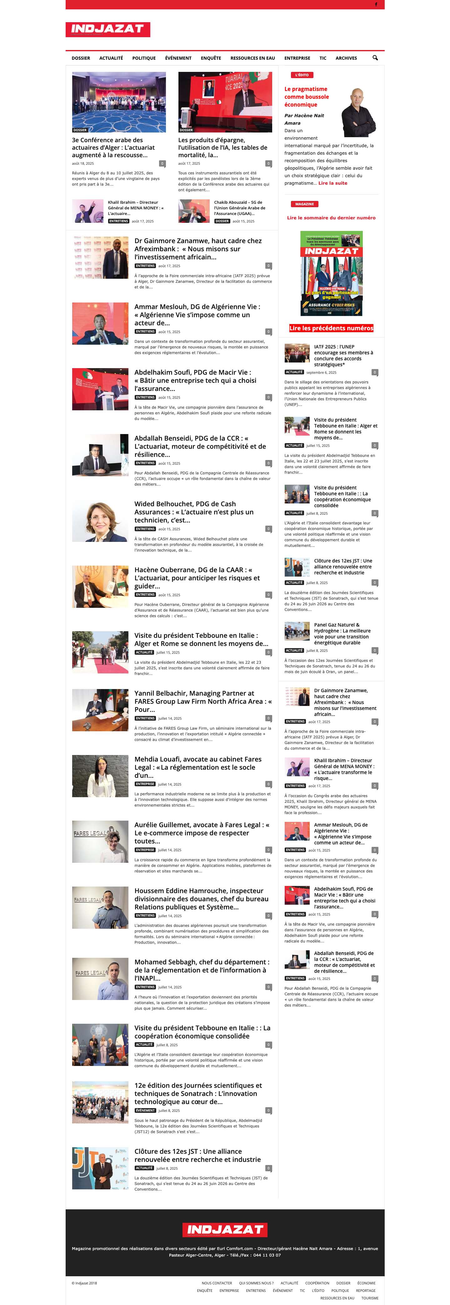 Indjazat.com | Magazine promotionnel des réalisations dans divers secteur - Full Screenshot