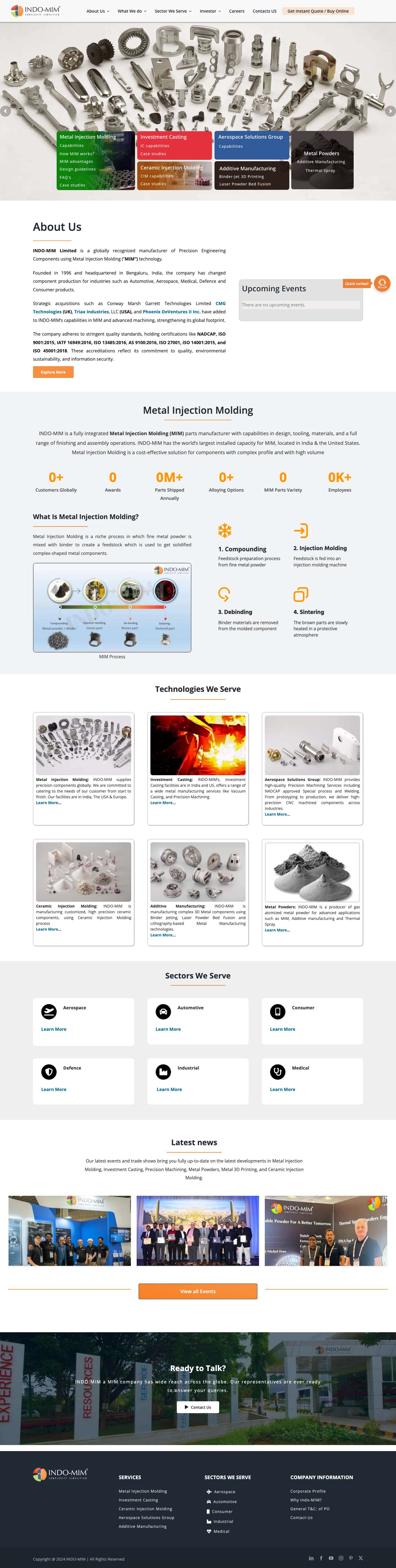 Metal Injection Molding in USA,Germany & India - INDO-MIM - Full Screenshot