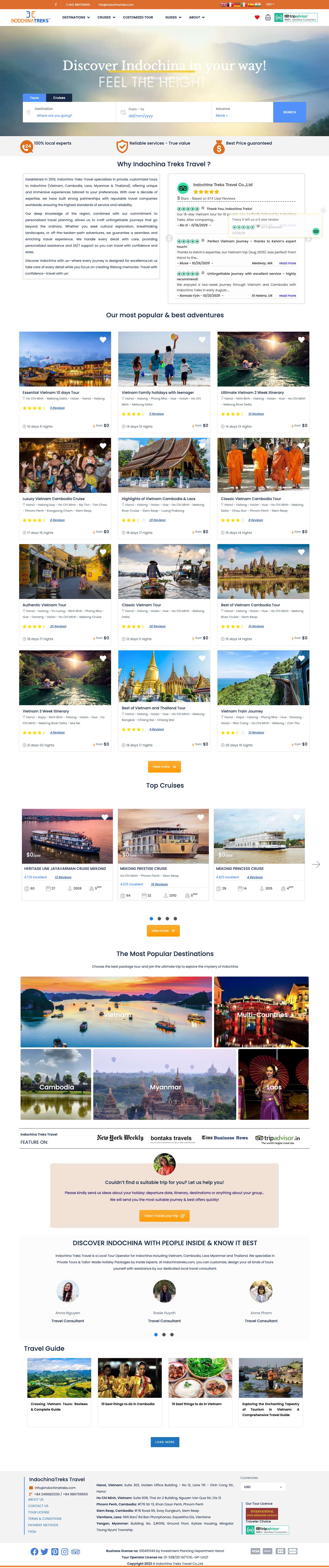 Indochina Treks Travel - A Local Tour Operator for Indochina Tours - Full Screenshot