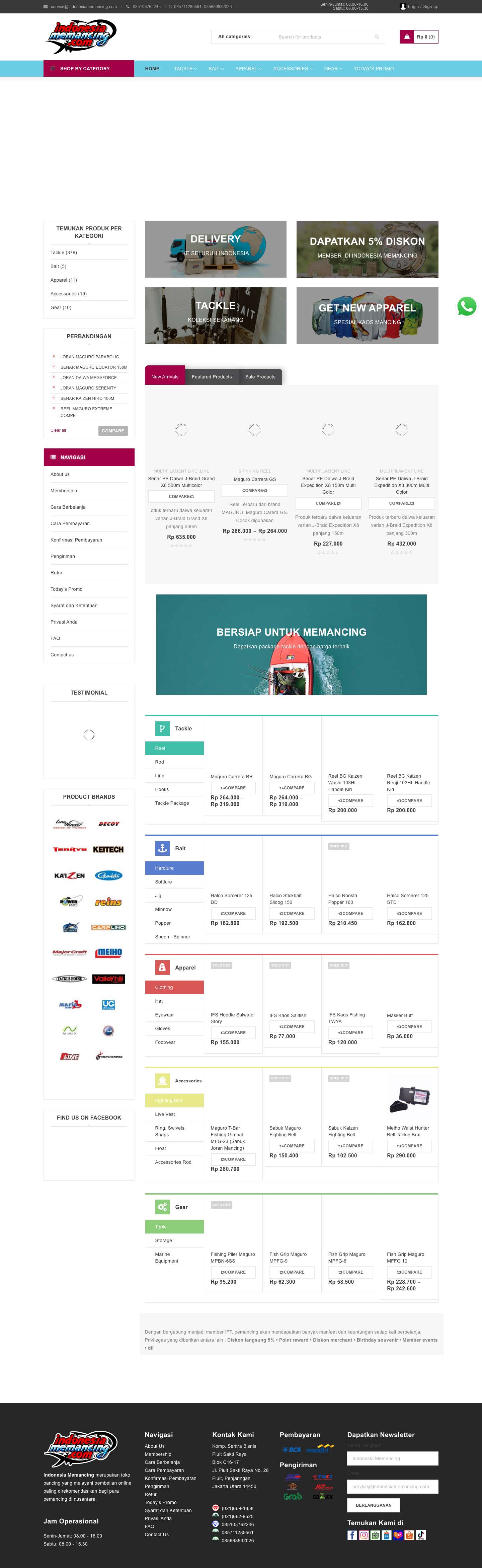 Indonesia Memancing | ECommerce / Toko Online Pancing Terbesar di Indonesia - Full Screenshot