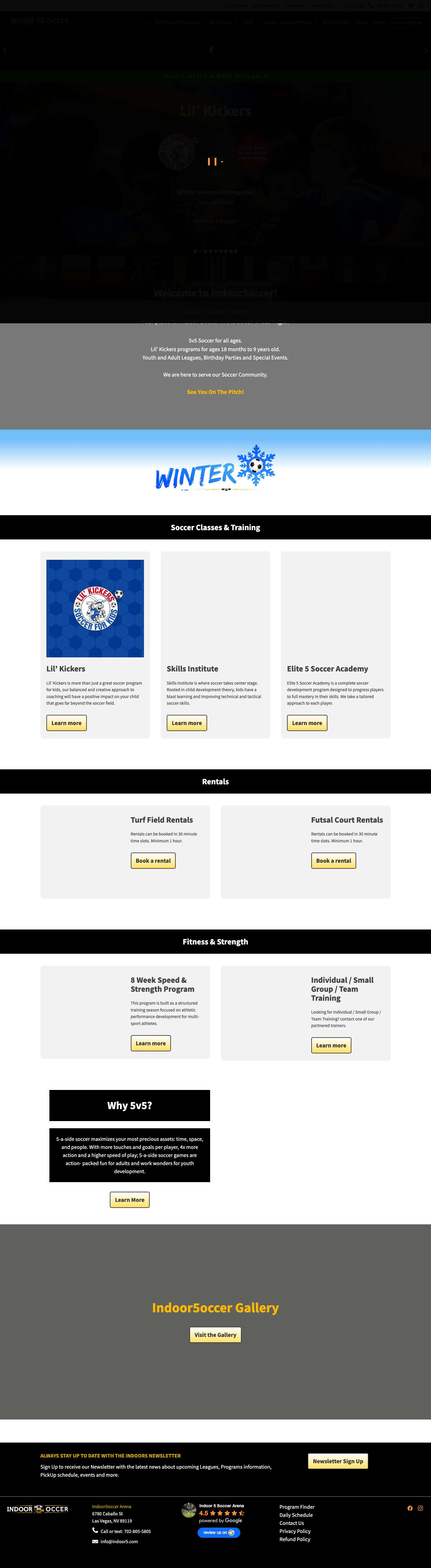 Home | Indoor 5 Soccer - Full Screenshot