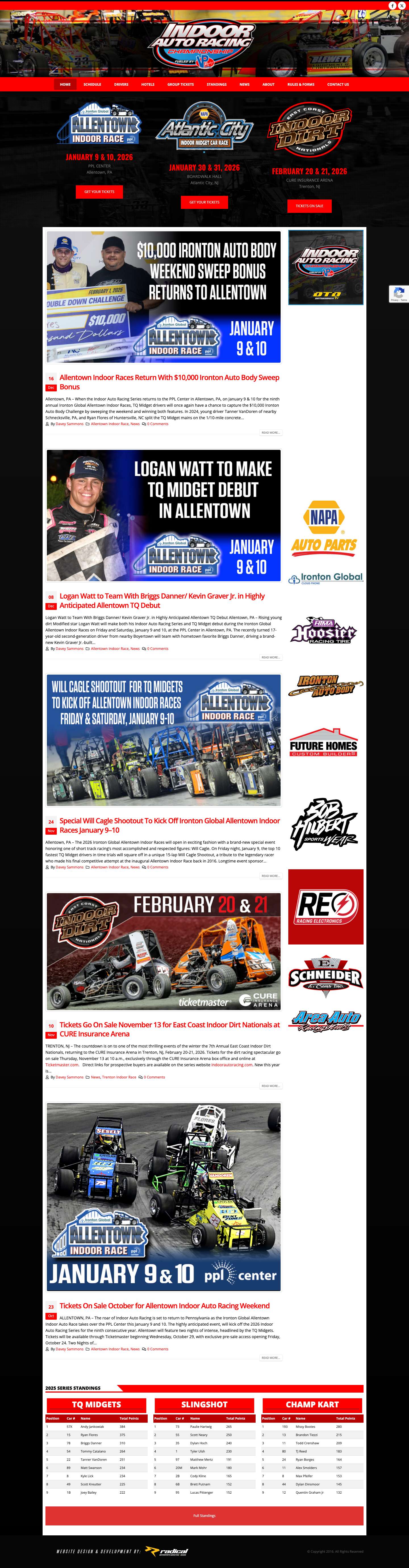 Home Page 2021 - Indoor Auto Racing Championship Fueled by VP: The Official Website of the Indoor Auto Racing Championship - Full Screenshot