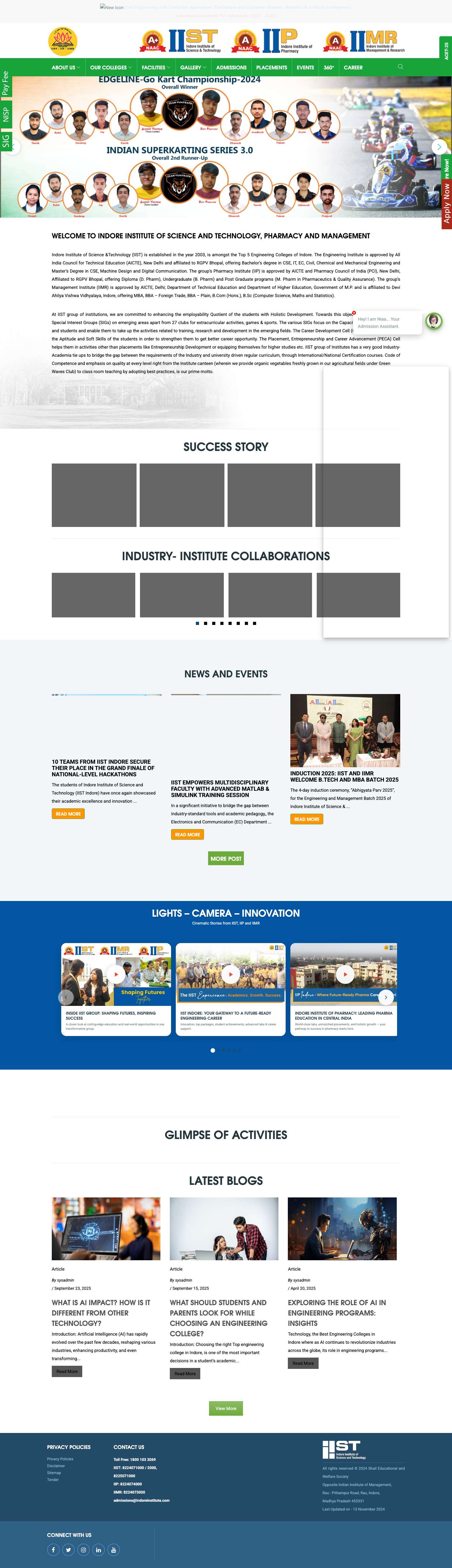 Top | Best Engineering Colleges in Indore | MBA Colleges | Indore Institute - Full Screenshot