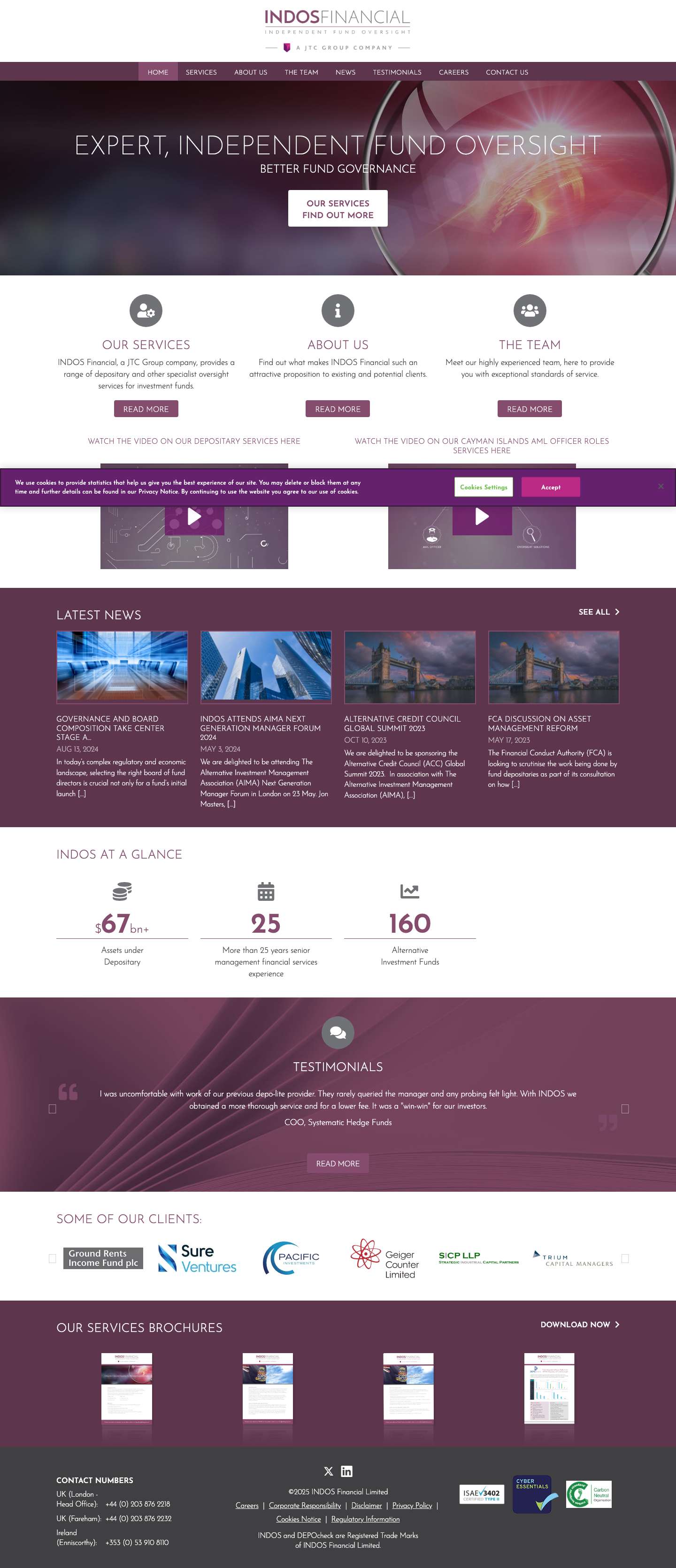 INDOS Financial | AIFMD Depositary & Fund Oversight Services - Full Screenshot