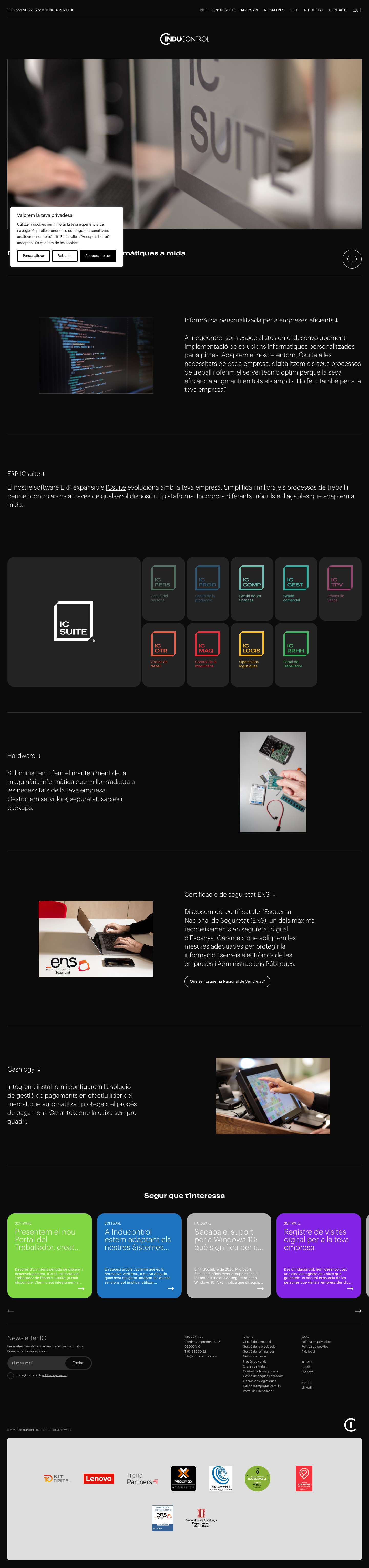 Inducontrol, serveis i solucions informàtiques per empreses - Full Screenshot