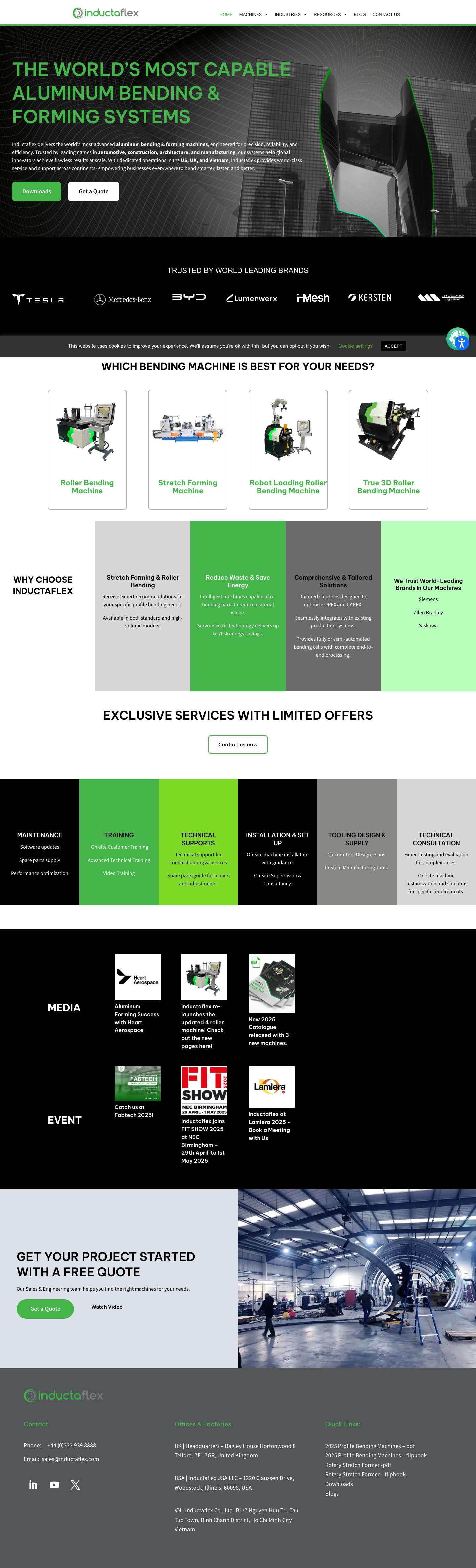 Superior Aluminum Bending & Forming Machines - Inductaflex - Full Screenshot