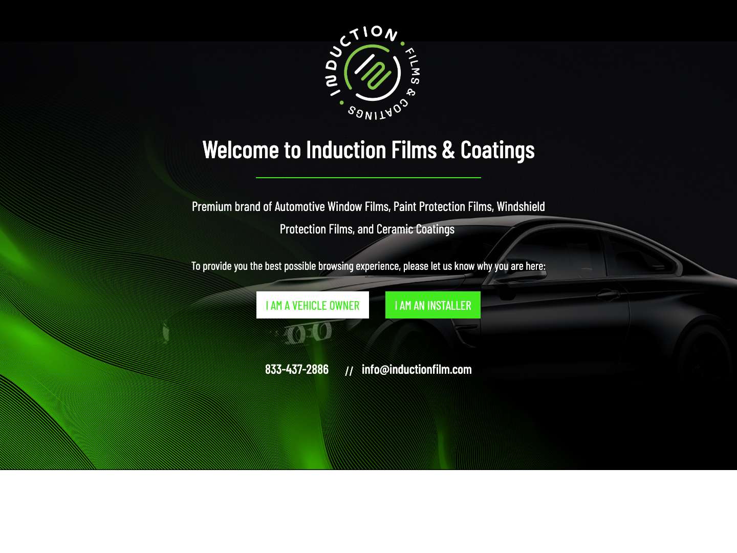 Induction Films & Coatings | Automotive Tint & PPF - Full Screenshot