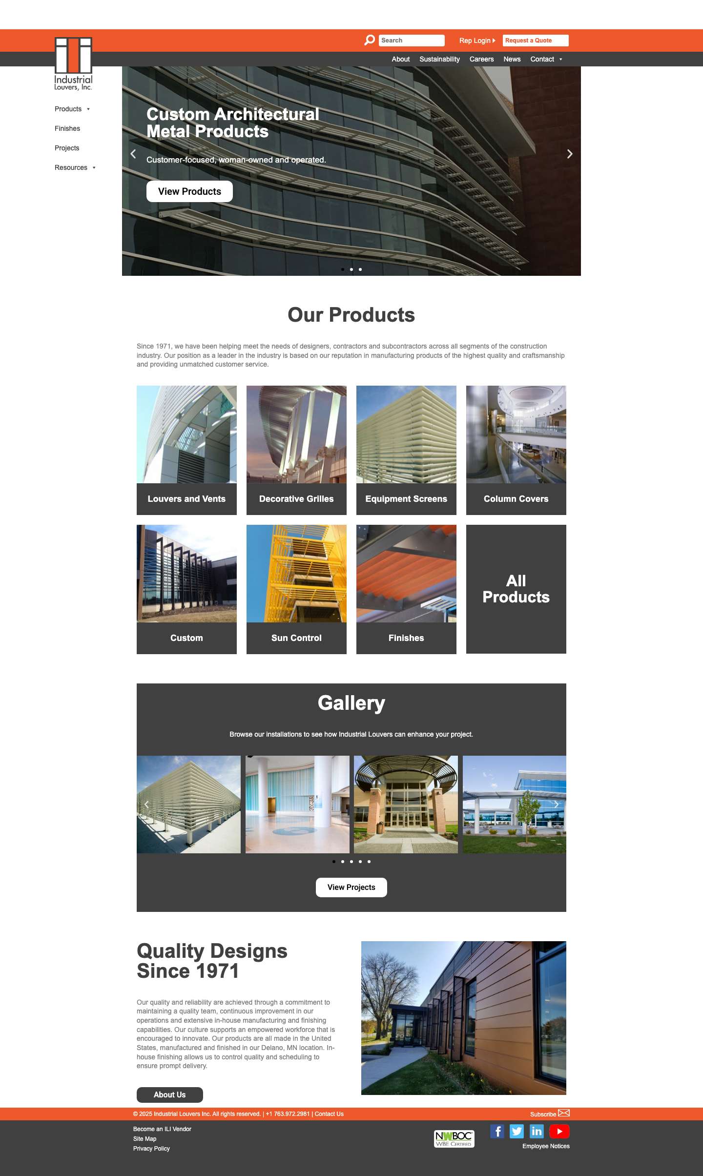 Custom Architectural Metal Products Industrial Louvers, Inc - Full Screenshot