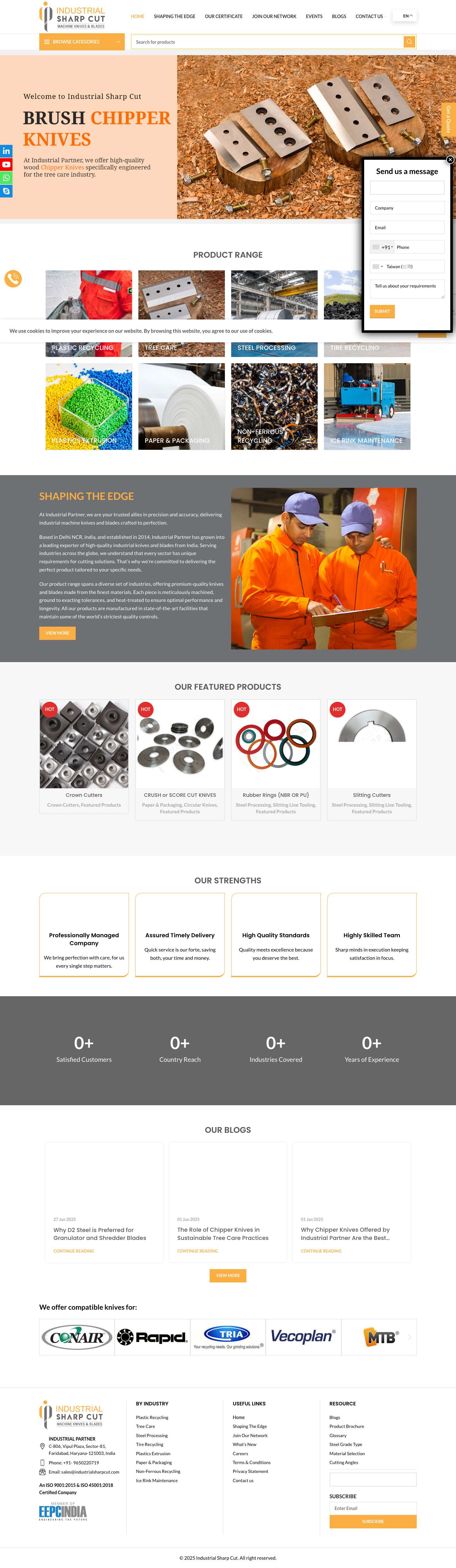 Industrial Sharpcut – Industrial Knives & Blades Manufacturer - Full Screenshot