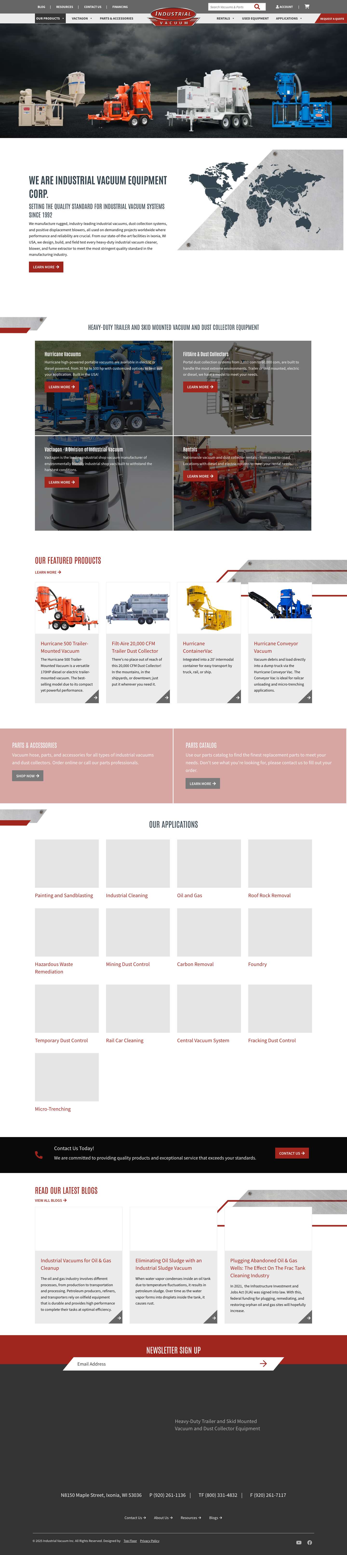 Heavy-Duty Industrial Vacuum & Dust Collector Systems | Industrial Vacuum - Full Screenshot