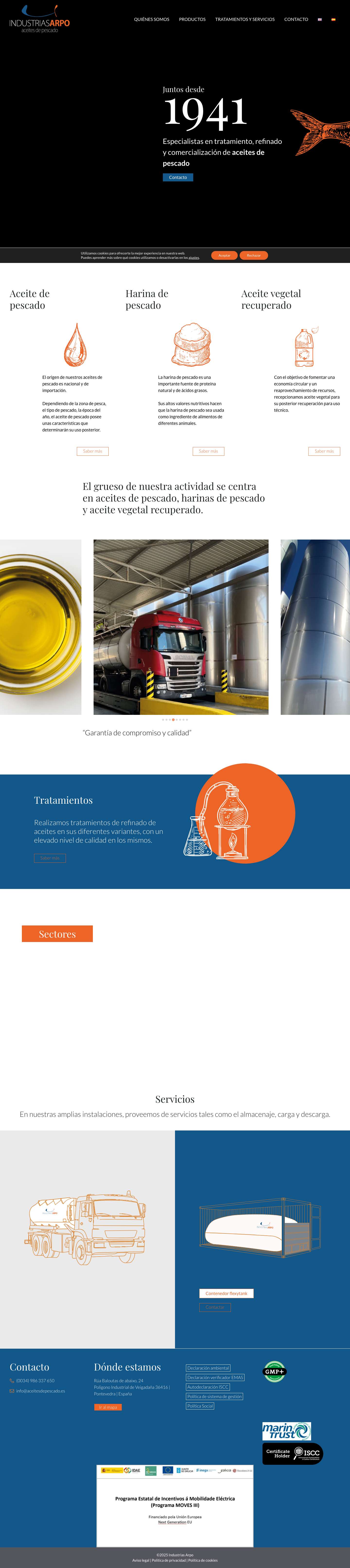 Industrias Arpo » Aceites de pescado - Full Screenshot