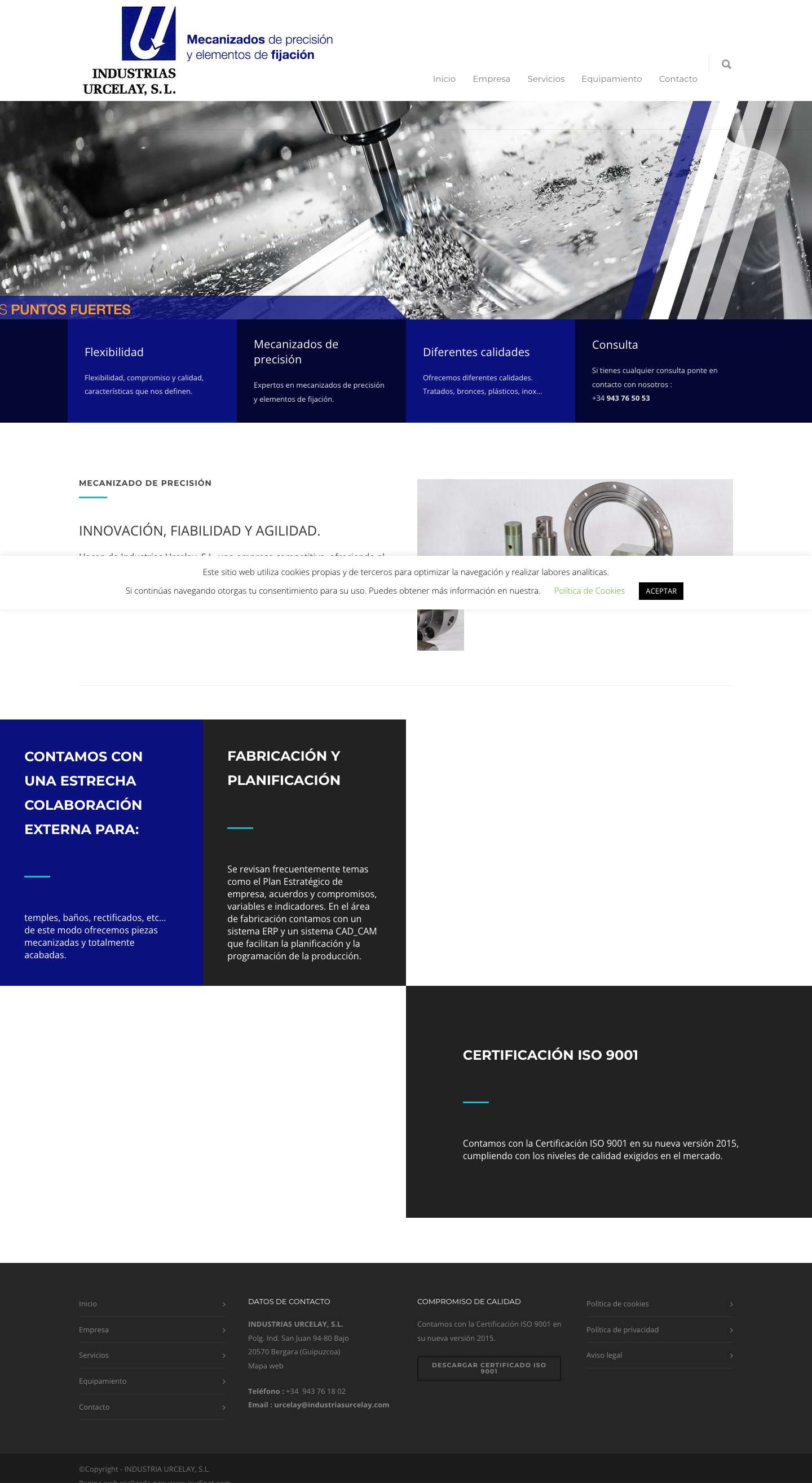 Industrias Urcelay - Mecanizados de precisión y elementos de fijación. Bergara - Full Screenshot