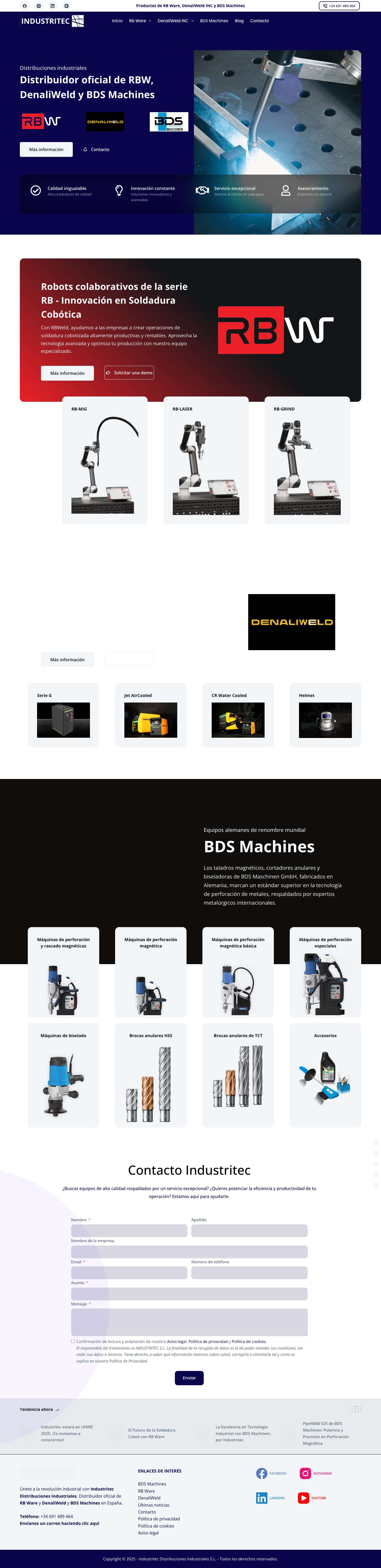 Distribuidor Oficial RB Weld, BDS Machines y DenaliWeld INC - Full Screenshot