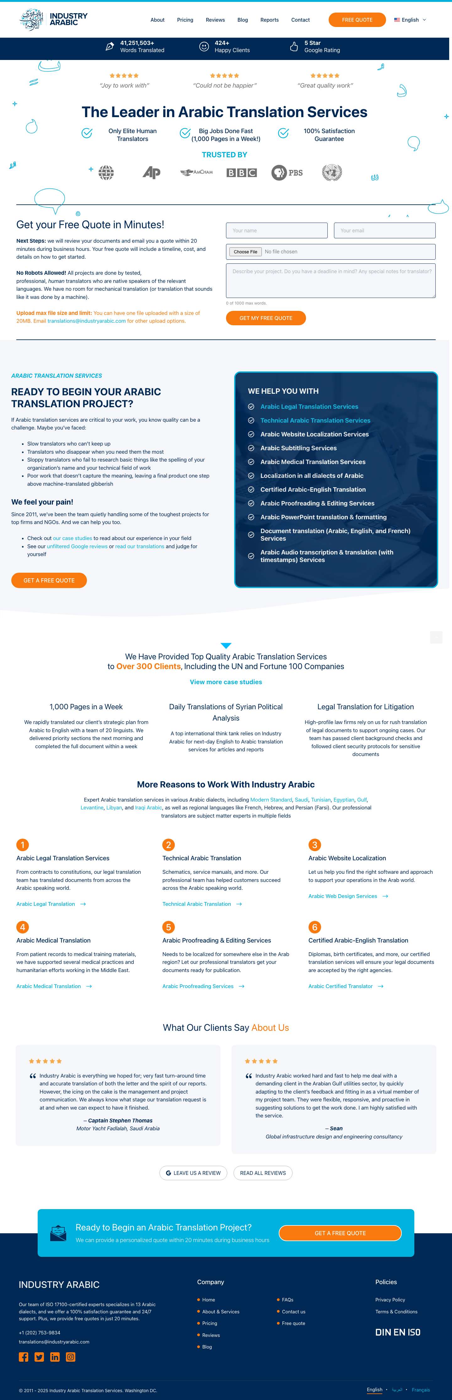 The Leader in Arabic Translation Services – Industry Arabic - Full Screenshot