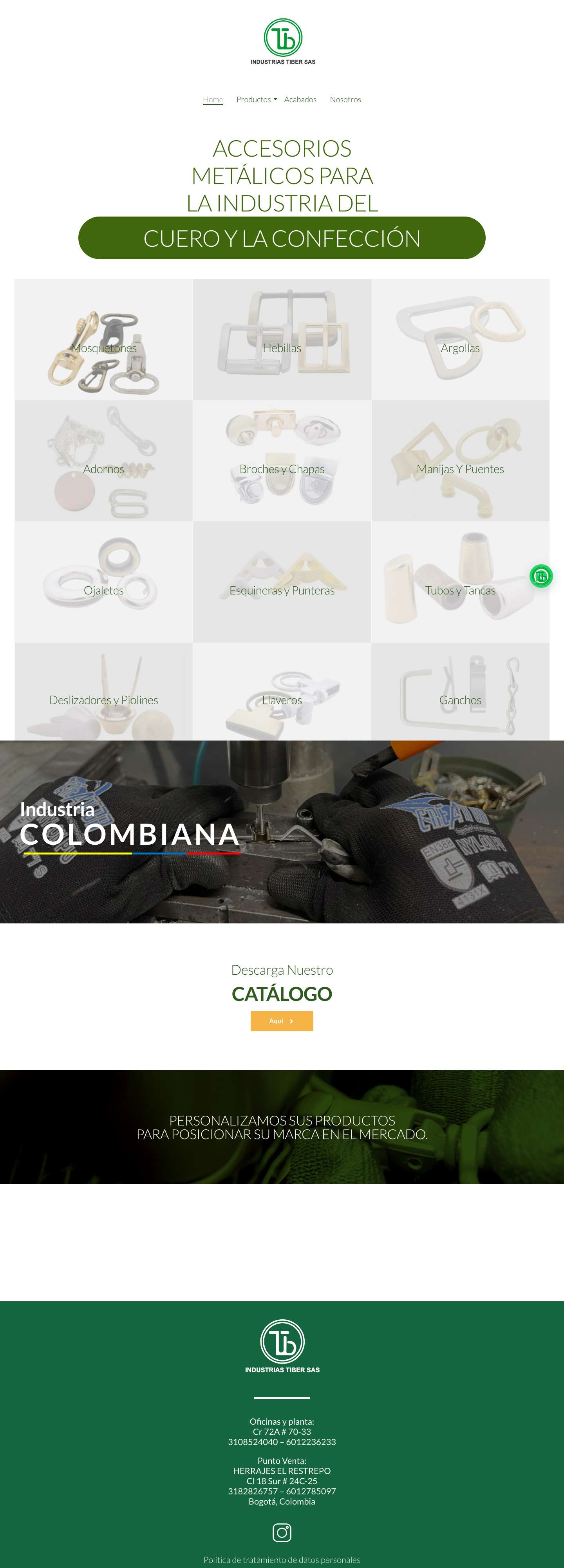 Industrias Tiber – ACCESORIOS METÁLICOS PARA LA INDUSTRIA DEL CUERO Y LA CONFECCIÓNJoinchat - Full Screenshot