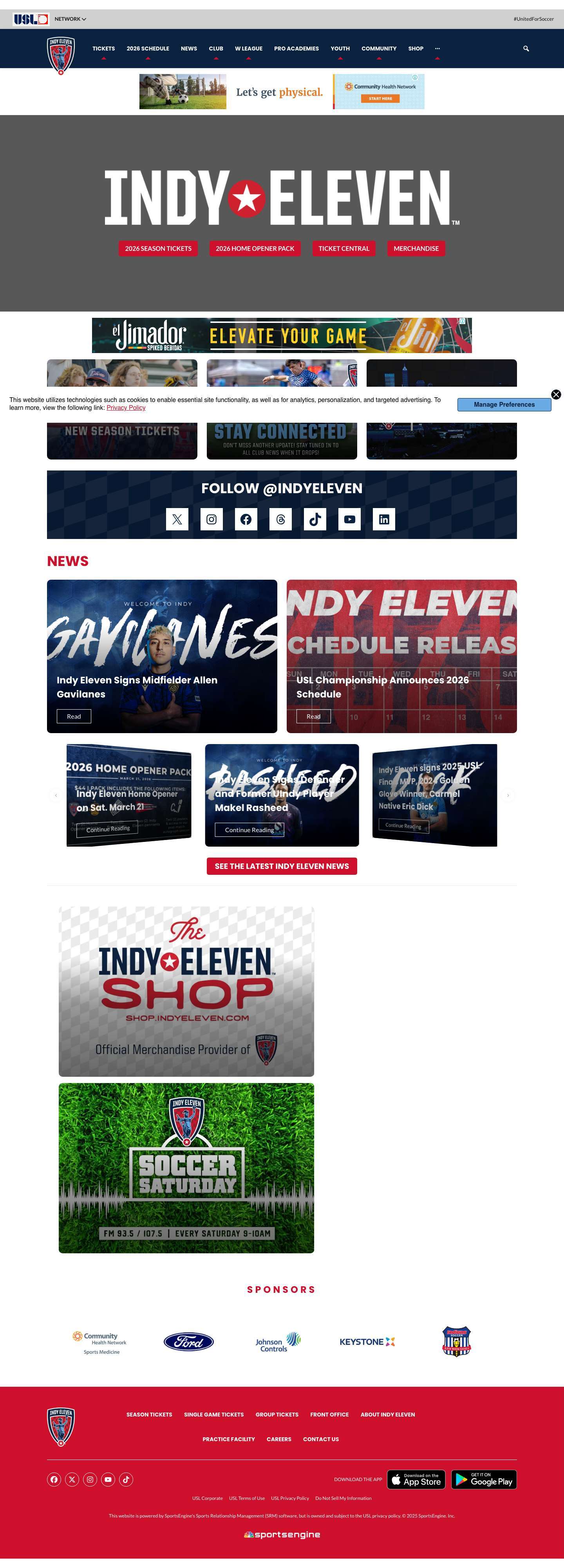 Homepage - Indy Eleven - Full Screenshot