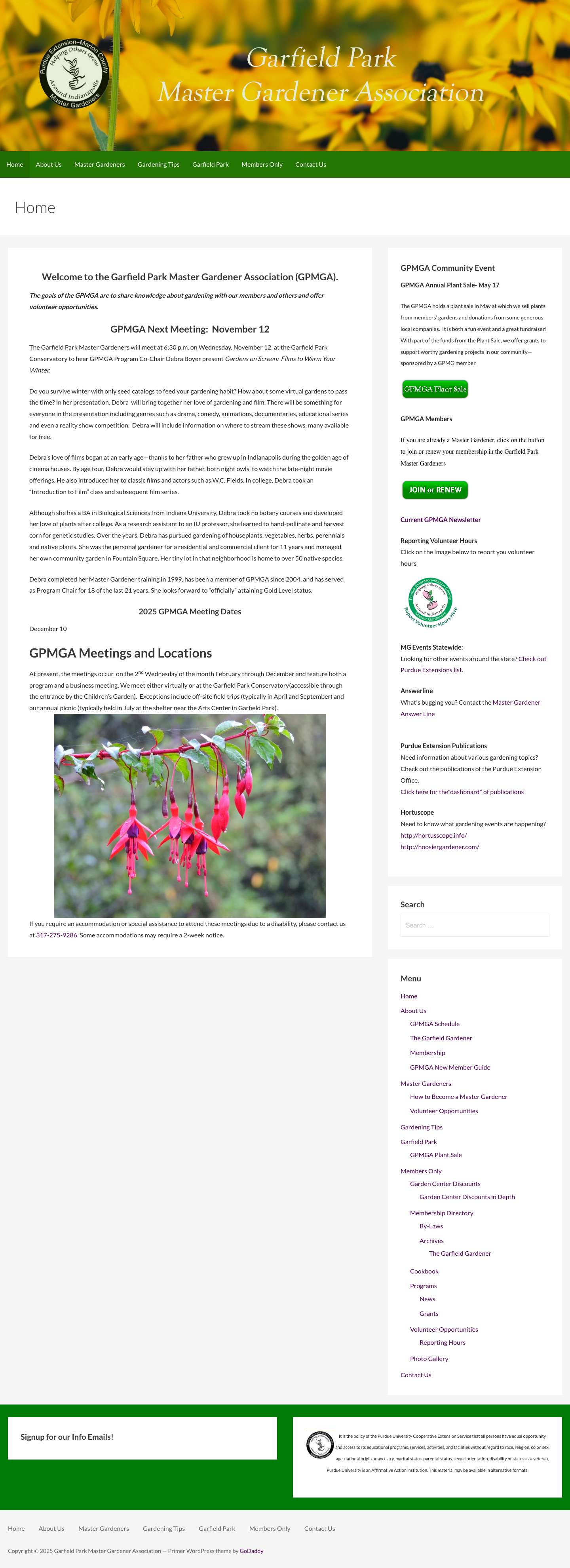 Garfield Park Master Gardener Association – Indianapolis, INHTML Editor - Full Version - Full Screenshot