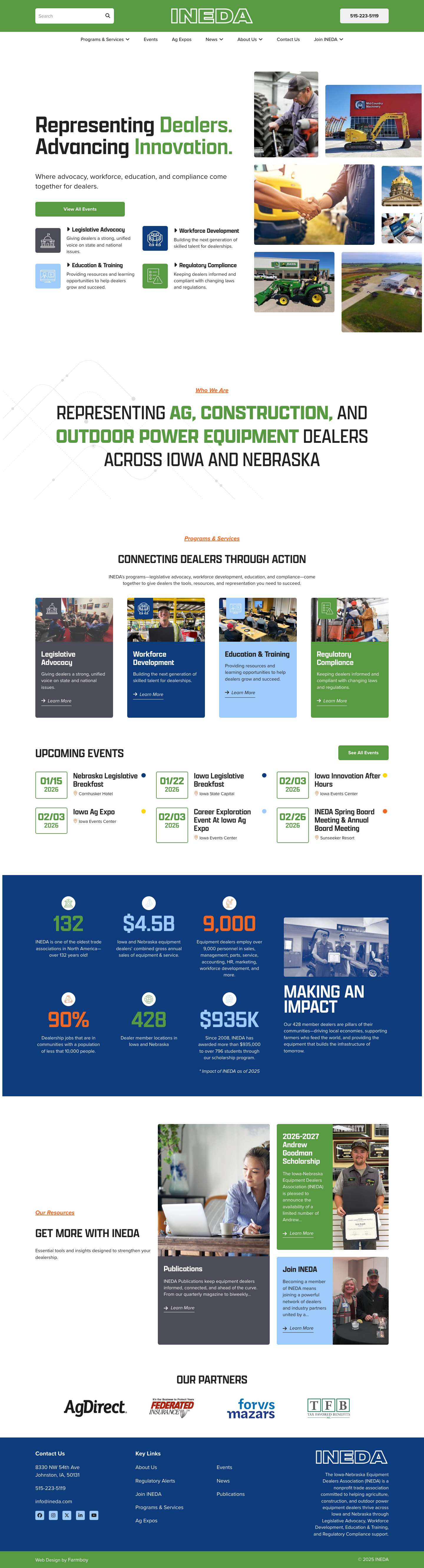 INEDA - Representing Ag, Construction, and Outdoor Power Equipment Dealers Across Iowa and Nebraska - Full Screenshot