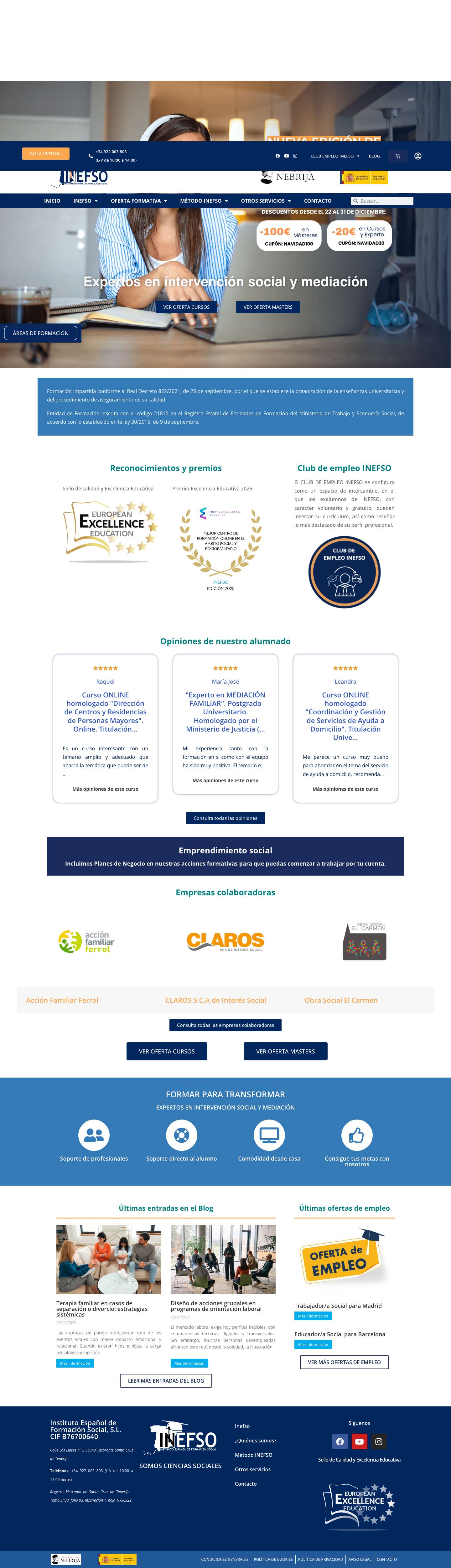 Formación Online social Oficial en Ciencias Sociales. INEFSO. - Full Screenshot