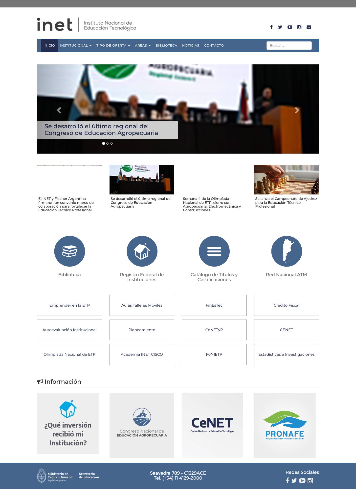 Instituto Nacional de Educación Tecnológica | Sitio web del Instituto Nacional de Educación Tecnológica – Ministerio de Educación – Presidencia de la Nación – República Argentina - Full Screenshot