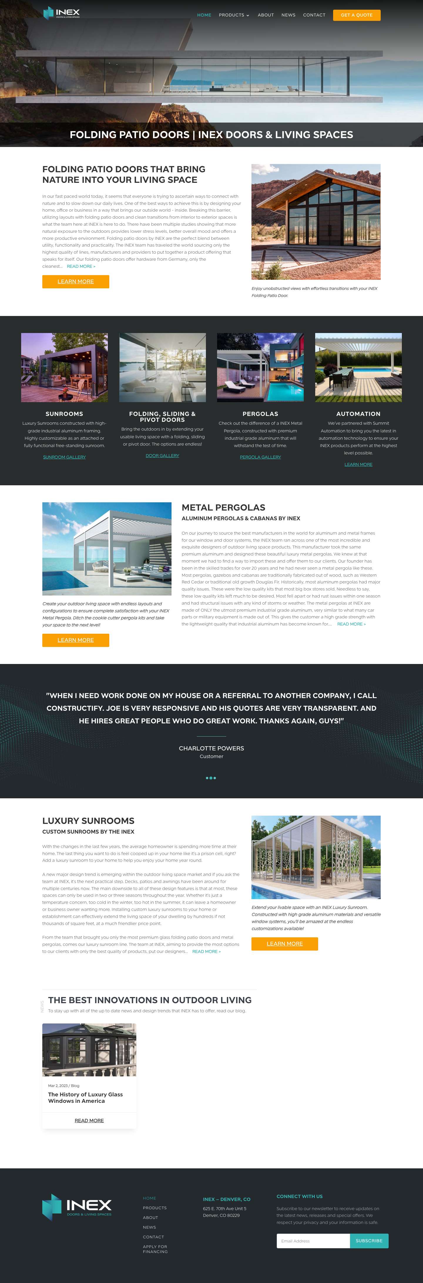 Custom Folding Patio Doors and Outdoor Living Spaces by INEX - Full Screenshot