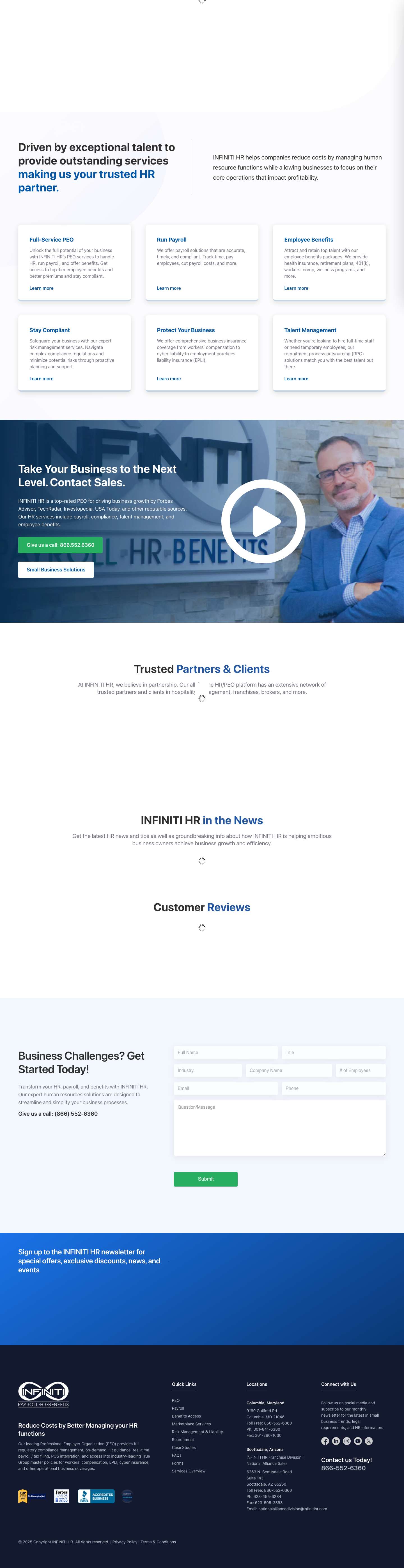Infiniti HR | HR Outsourcing Services, PEO & Payroll Solutions - Full Screenshot