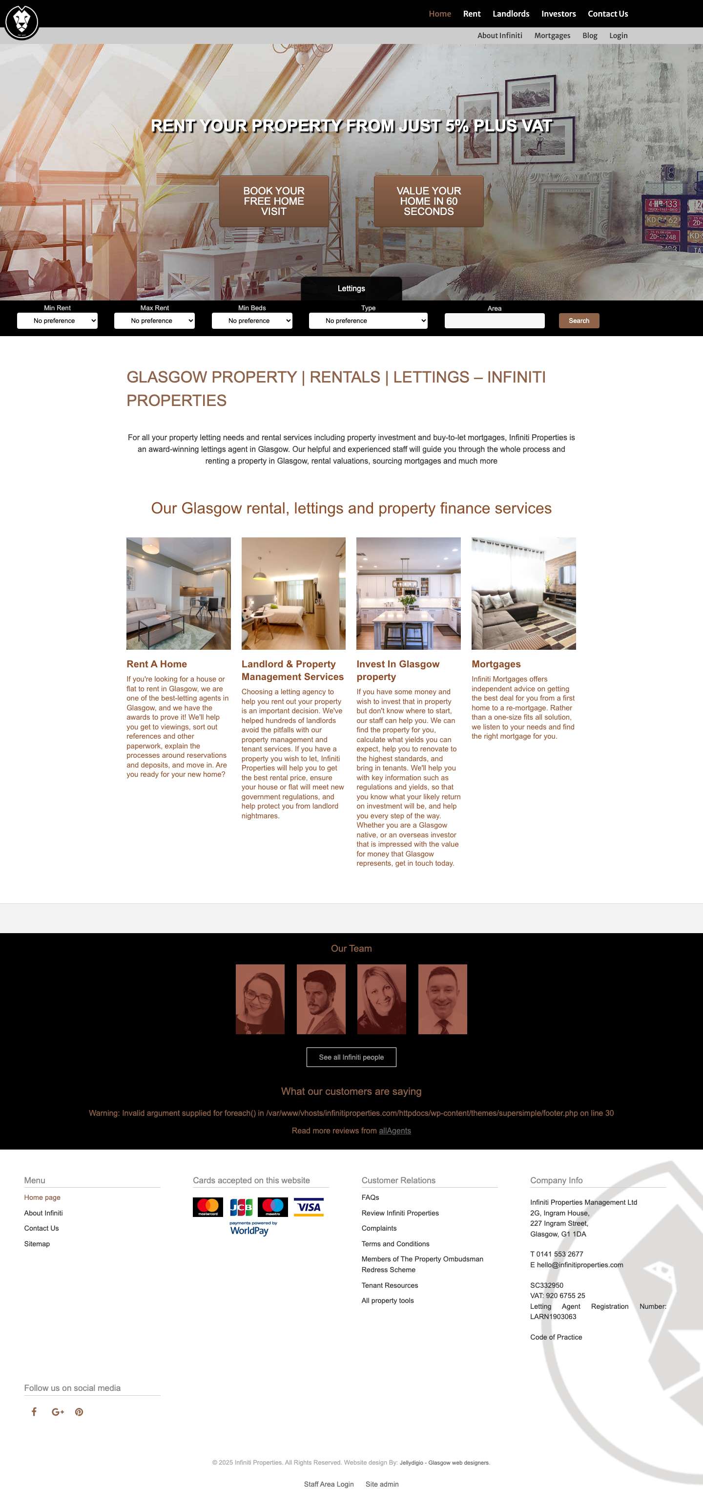 Infiniti Properties - Property letting and real estate in Glasgow - Full Screenshot