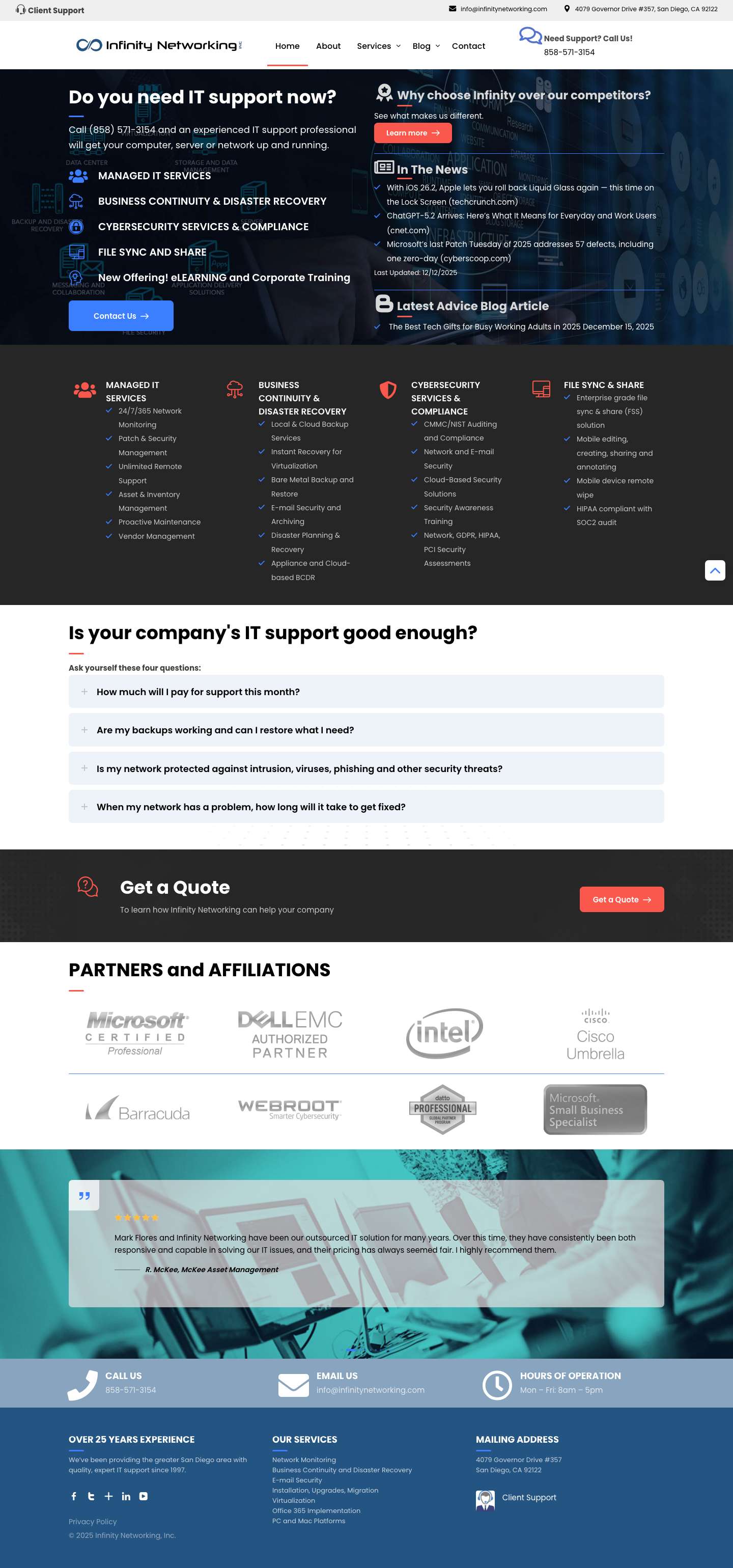 San Diego IT Support | Managed IT Services | Infinity Networking - Full Screenshot