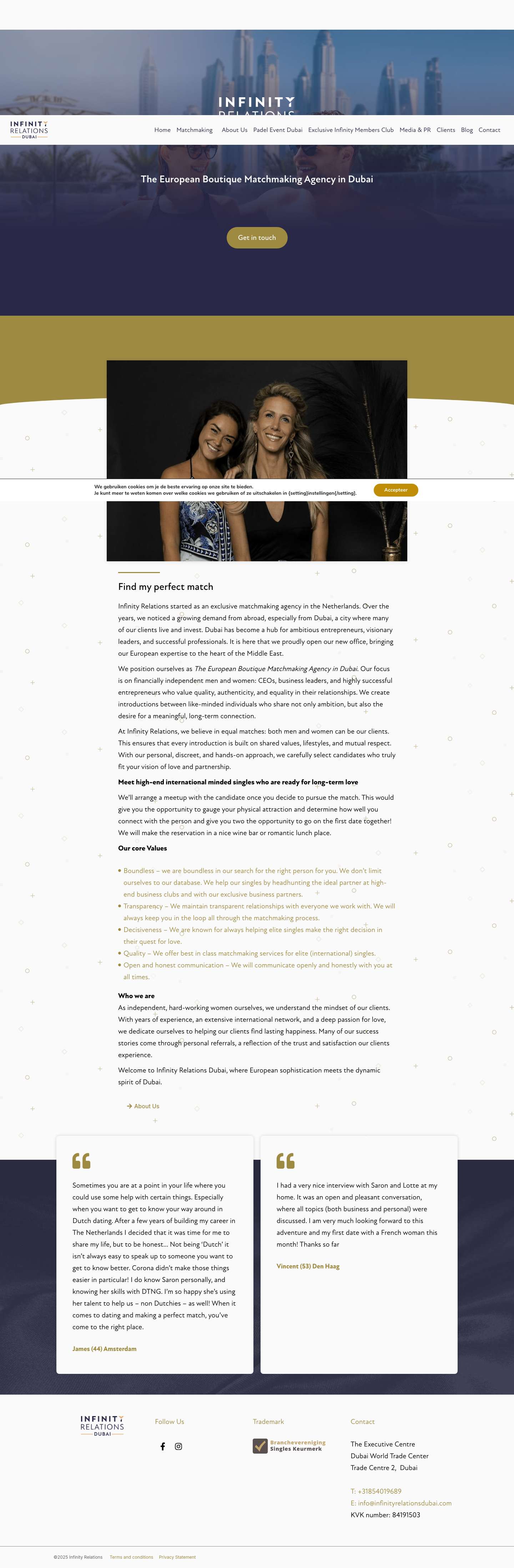 Infinity Relations Dubai – Matchmaking for global leaders, expats and successfull entrepreneurs - Full Screenshot