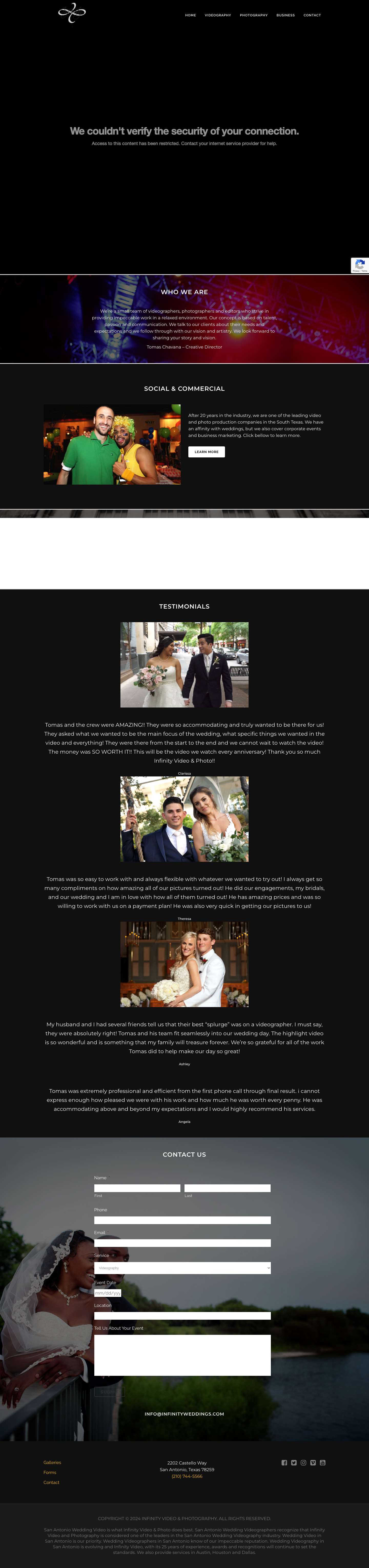 San Antonio Wedding Video & Photography | INFINITY VIDEO & PHOTO - Full Screenshot