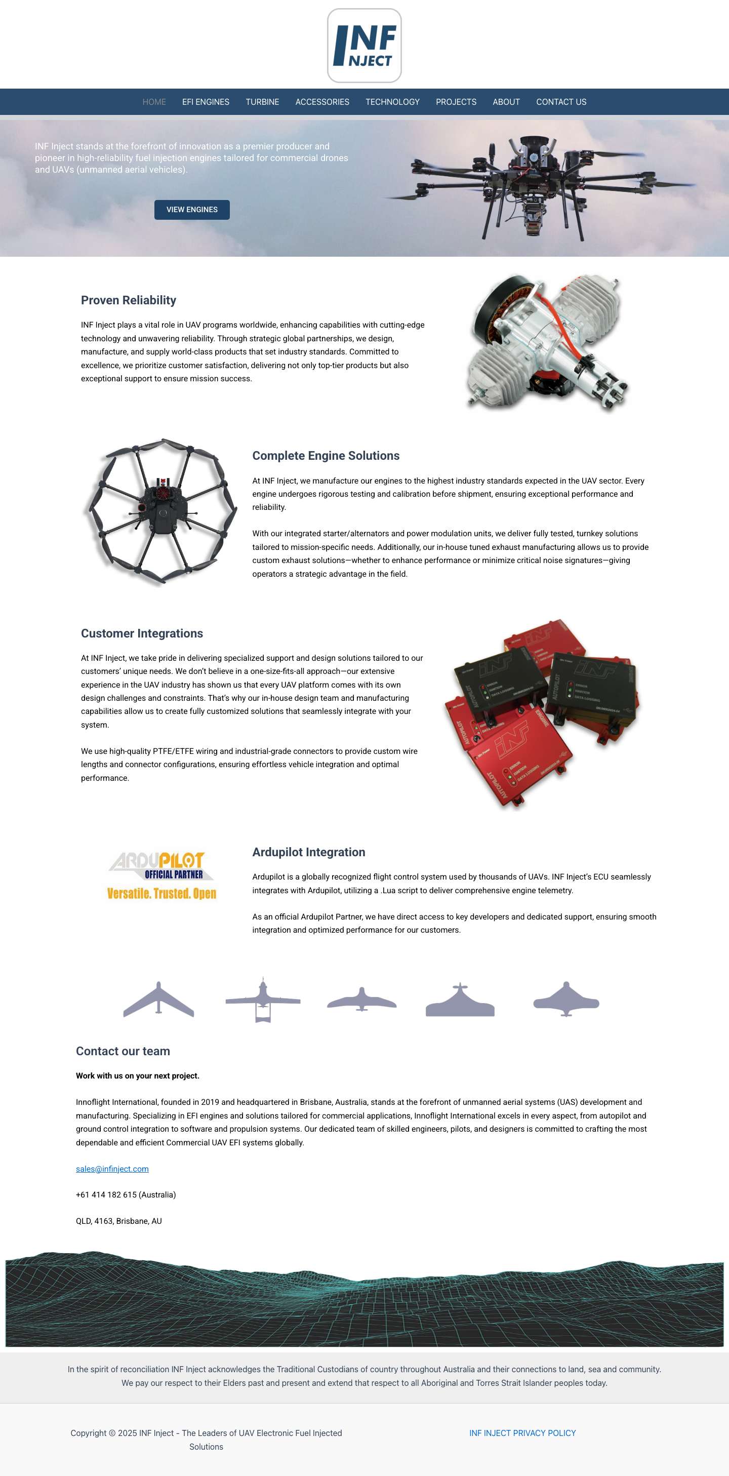 INF Inject – The Leaders of UAV Electronic Fuel Injected Solutions – INF Inject stands at the forefront of innovation as a premier producer and pioneer in high-reliability fuel injection engines tailored for drones and UAVs (unmanned aerial vehicles). - Full Screenshot