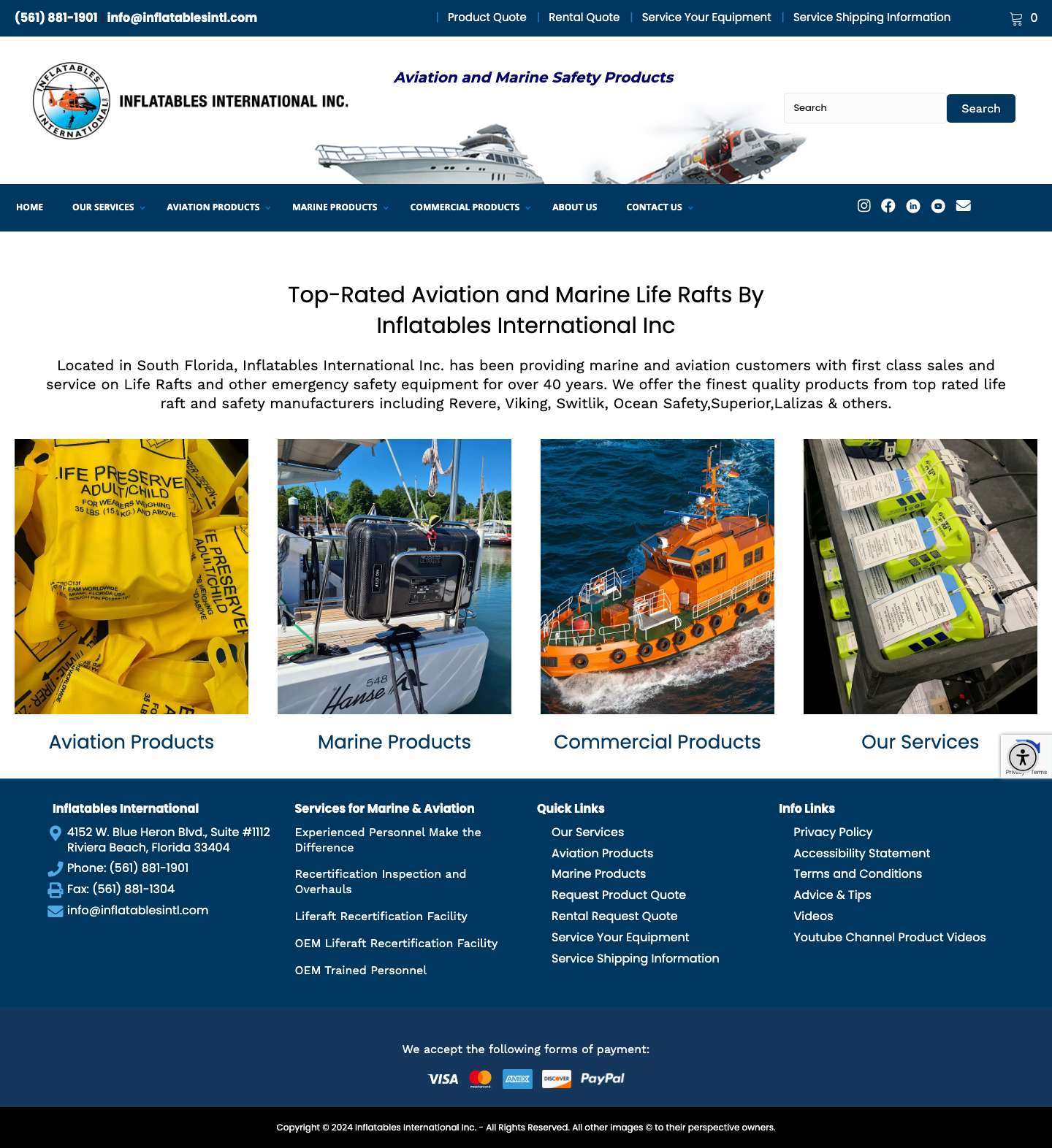 Inflatables International Safety Equipment for Marine and Aviation - Full Screenshot
