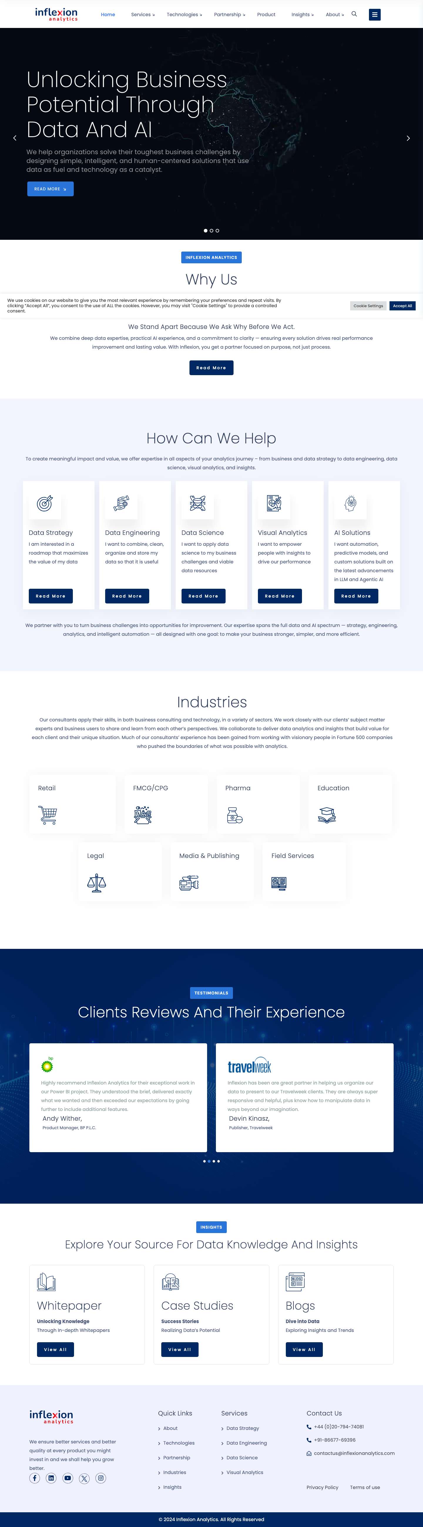 Home - Inflexion Analytics - Data Analytics Services & Cloud AI Services - Full Screenshot
