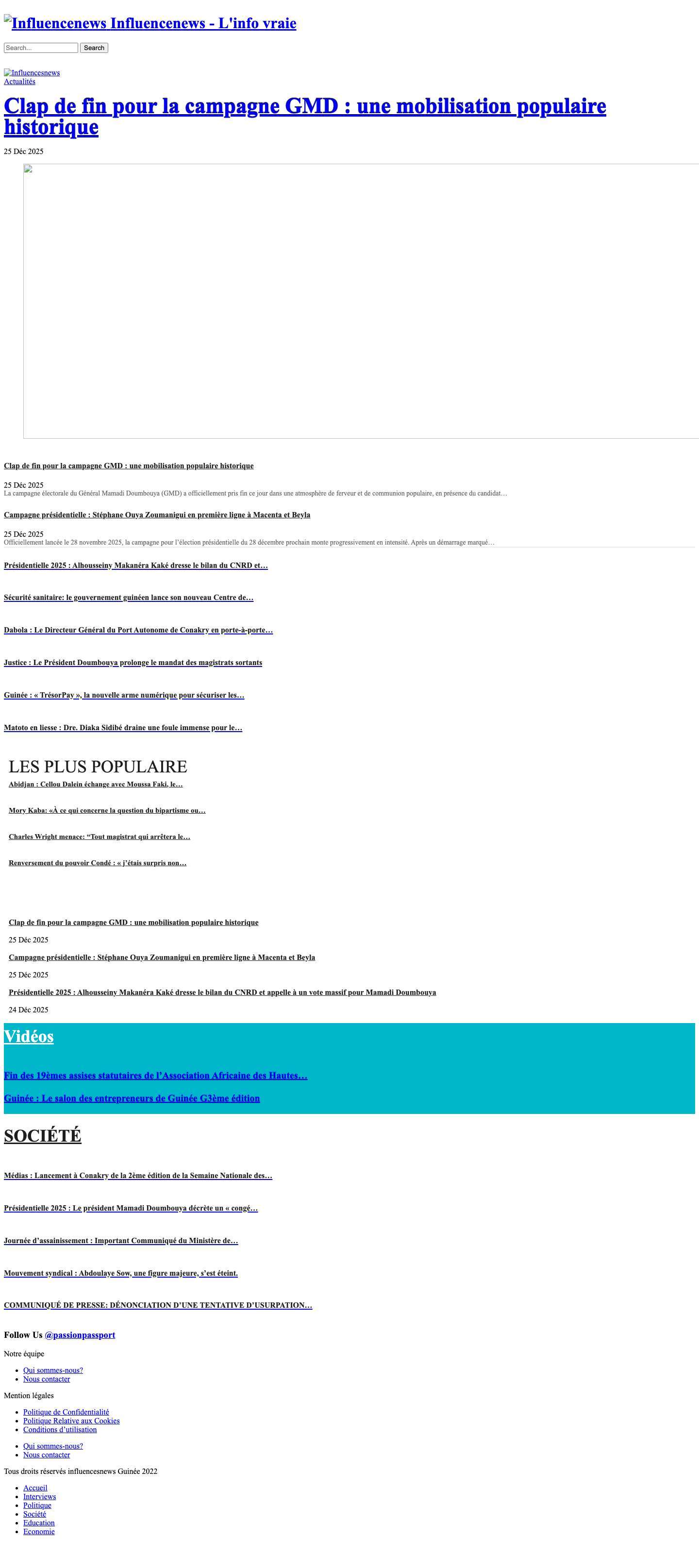 Influencesnews - L'info vraie - Full Screenshot