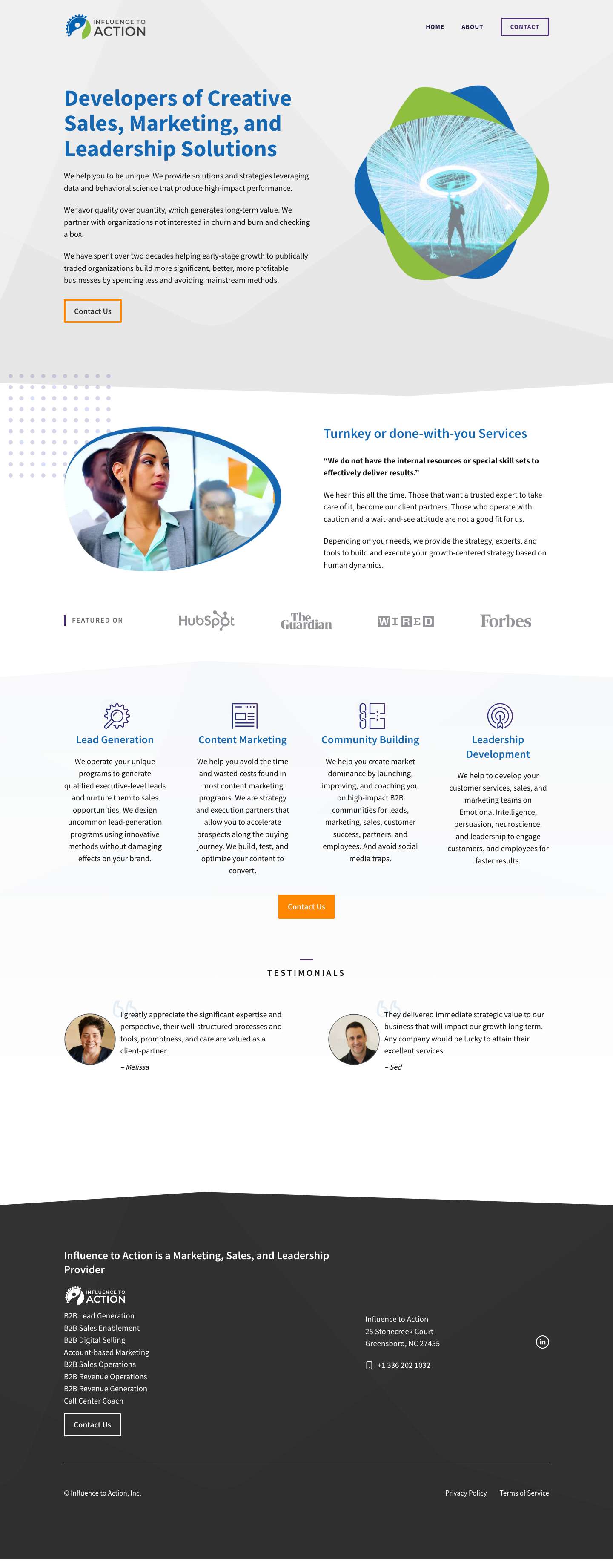 Marketing, Sales, and Leadership Services - Full Screenshot