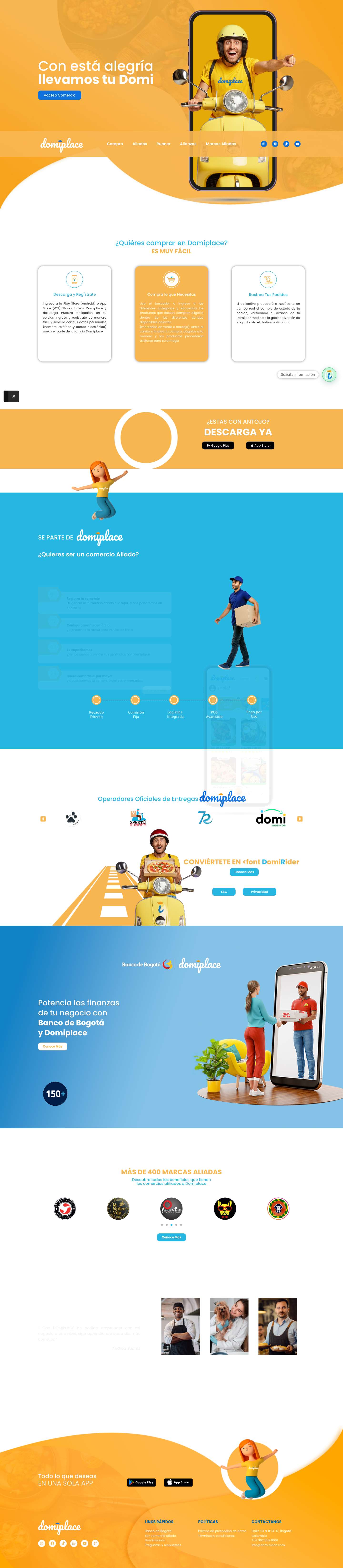 Pide Comida a Domicilio y mucho más Domiplace Colombia - DomiPlace - Full Screenshot