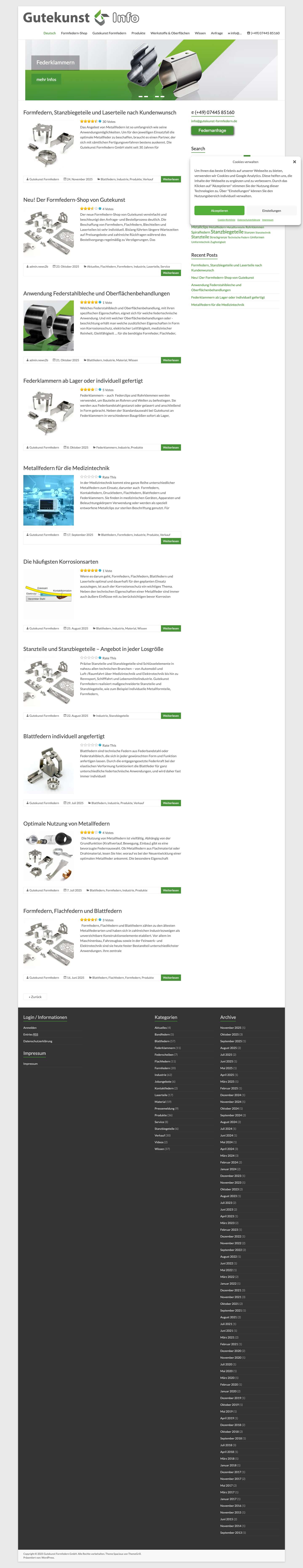 Gutekunst Formfedern GmbH › Informationen und Wissenswertes zu Federn aus Flachmaterial - Full Screenshot