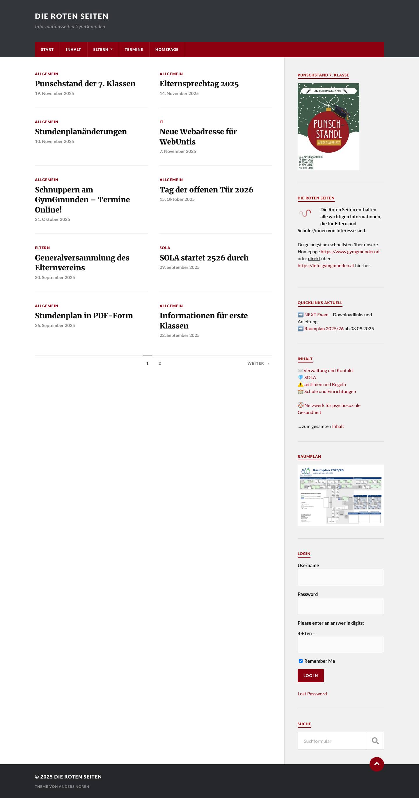 DIE ROTEN SEITEN – Informationsseiten GymGmunden - Full Screenshot